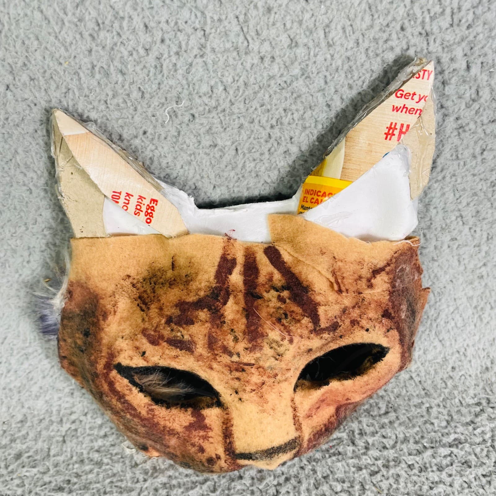 Felt Cat Therian Mask Handmade Costume Cosplay Feline Halloween Party - Thumbnail 2