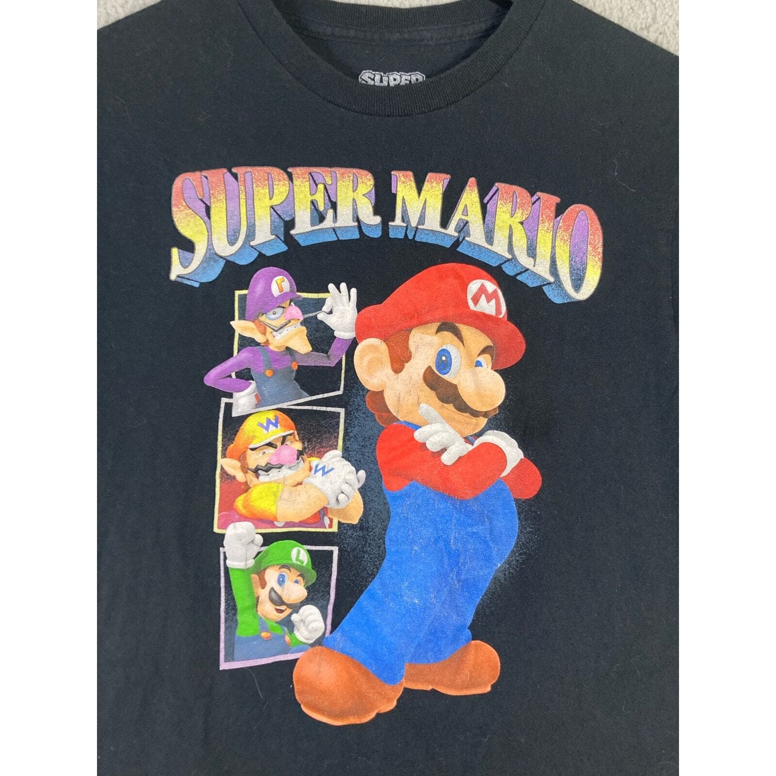 Super Mario Bros Nintendo Men's Black Graphic T-Shirt Size S - Thumbnail 5