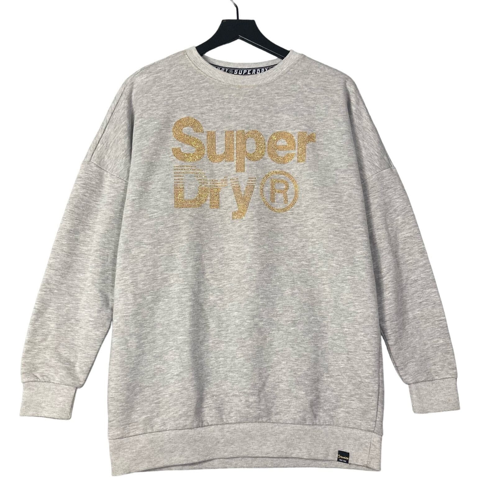 Superdry Women's S Gray Sparkle Crewneck Sweatshirt Skater Casual