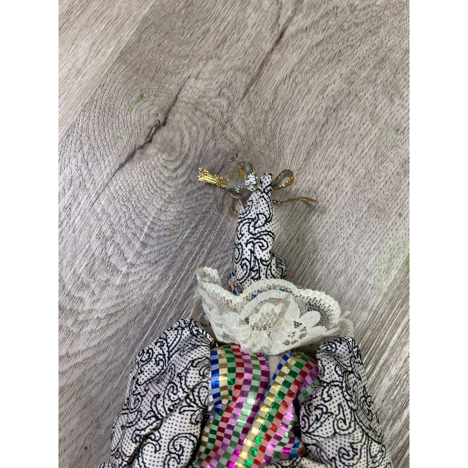 Vintage Harlequin Porcelain Clown Doll 10" Hand-Painted Figurine with Stand - Thumbnail 8