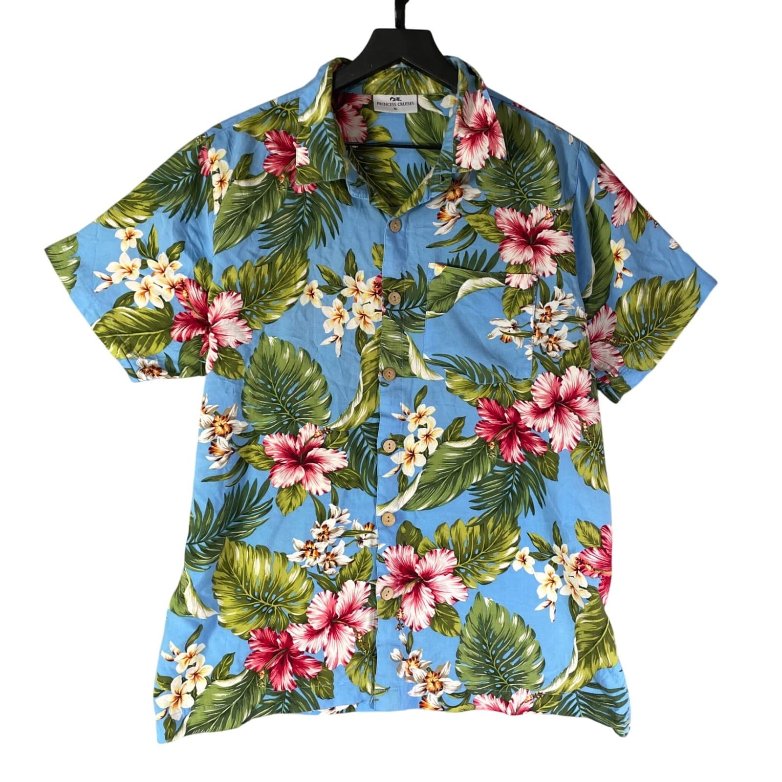 Princess Cruises XL Mens Hawaiian Shirt Floral Tropical Blue Vacation Cruise - Thumbnail 2