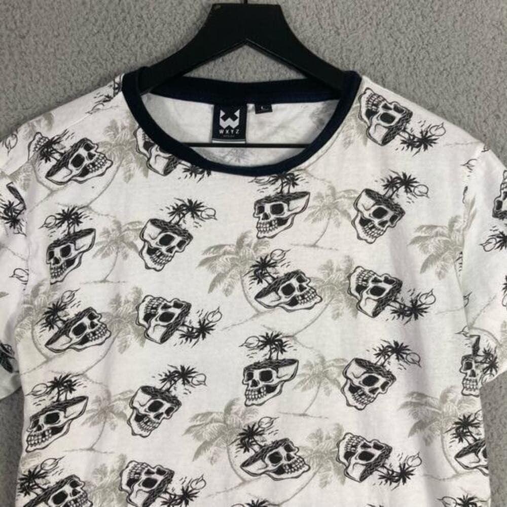 WXYZ Men's Graphic Print T-Shirt White Size L Short Sleeve Crew Neck Summer Top - Thumbnail 8