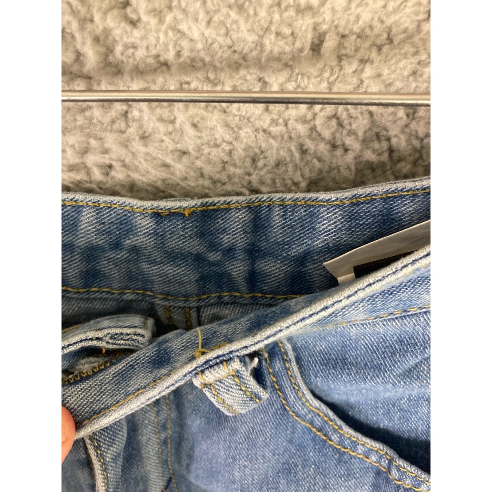 Women's High Waisted Distressed Straight Leg Jeans Blue Size M - Thumbnail 11
