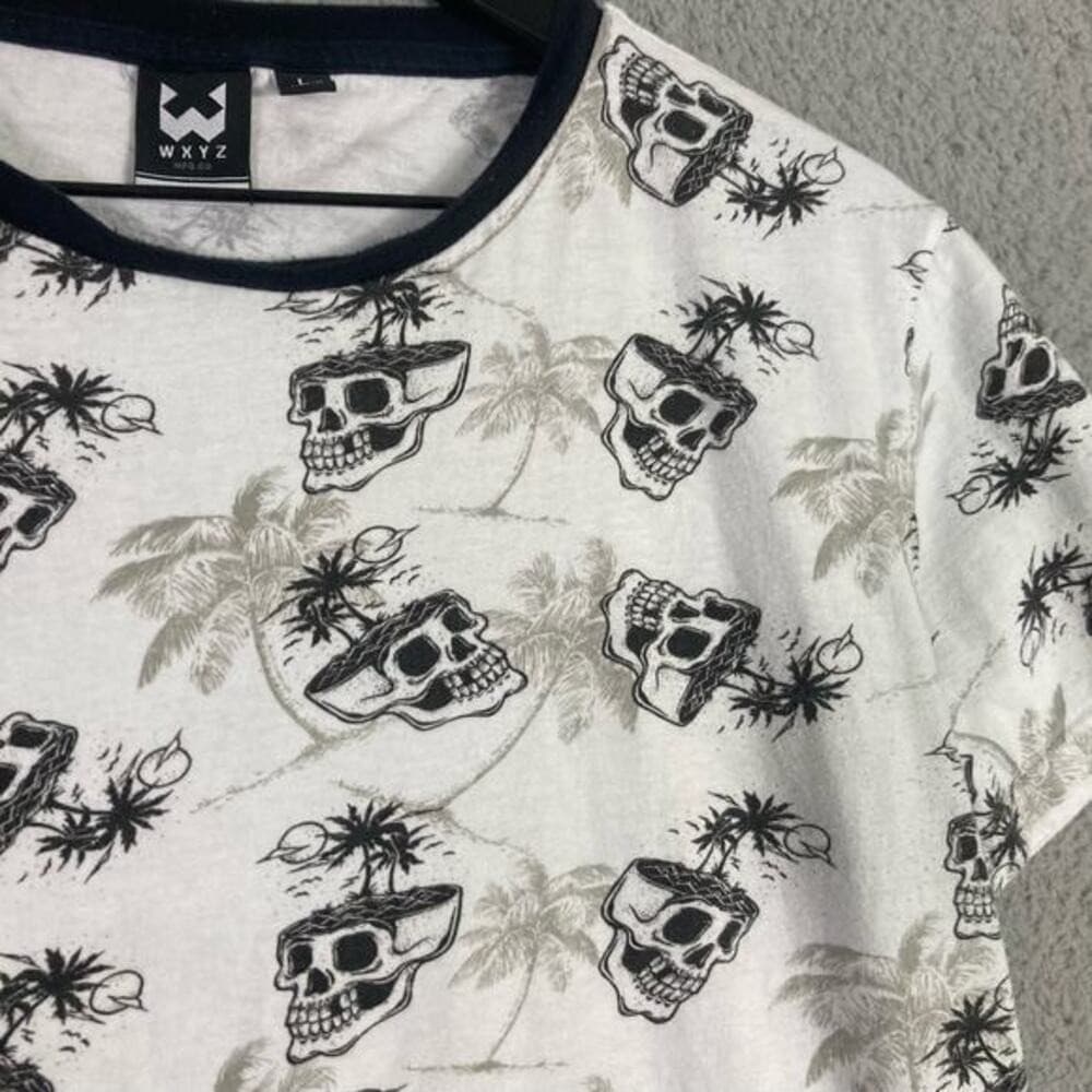 WXYZ Men's Graphic Print T-Shirt White Size L Short Sleeve Crew Neck Summer Top - Thumbnail 10