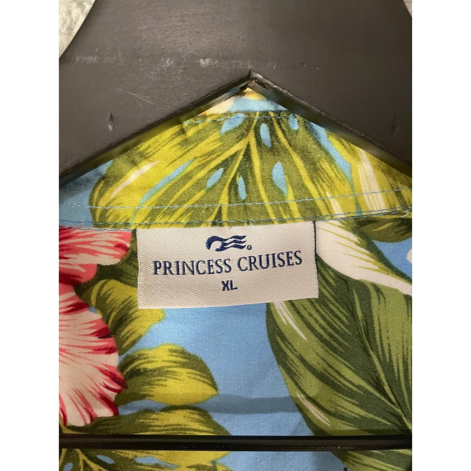 Princess Cruises XL Mens Hawaiian Shirt Floral Tropical Blue Vacation Cruise - Thumbnail 7