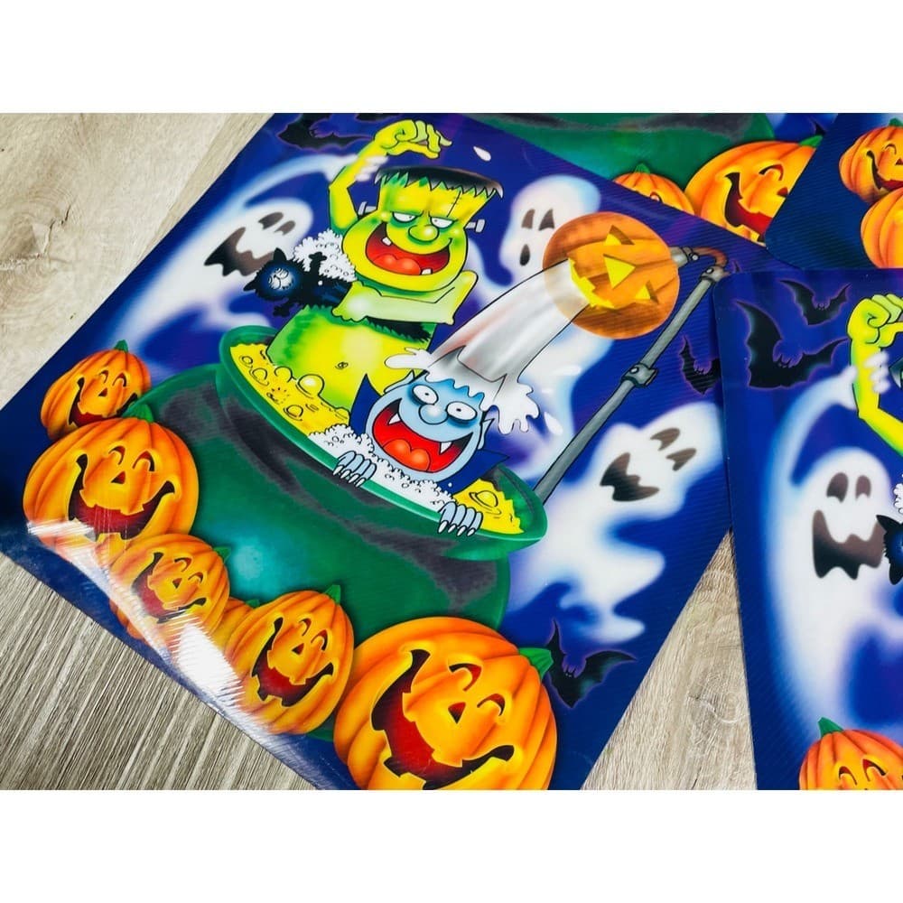 Halloween Placemats Set of 4 Frankenstein Vampire Pumpkins Ghosts Vintage - Thumbnail 6