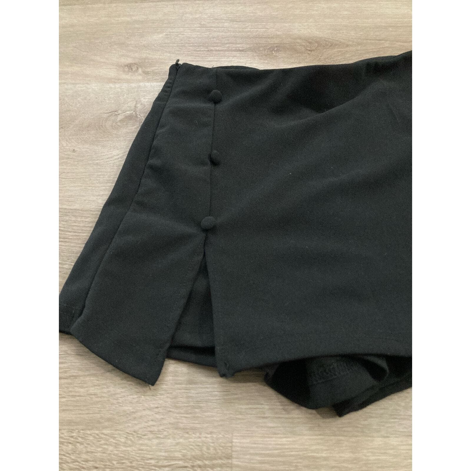 SHEIN Women's Black Asymmetrical Button Front Skort Size Small Casual High Waist - Thumbnail 5