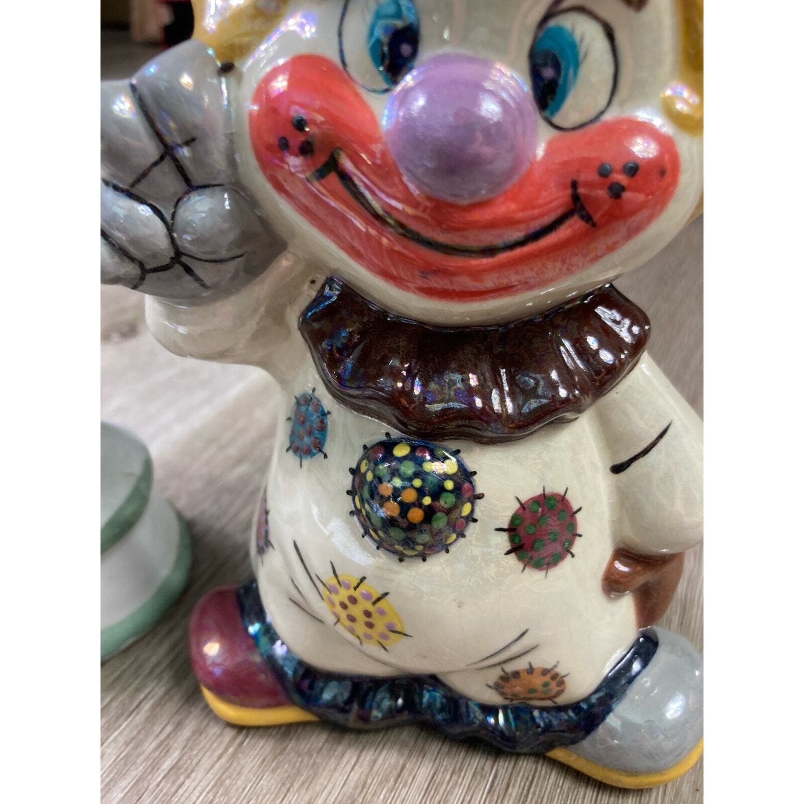 Vintage Ceramic Clown Figurines Set of 2 Hand-Painted Collectibles - Thumbnail 4