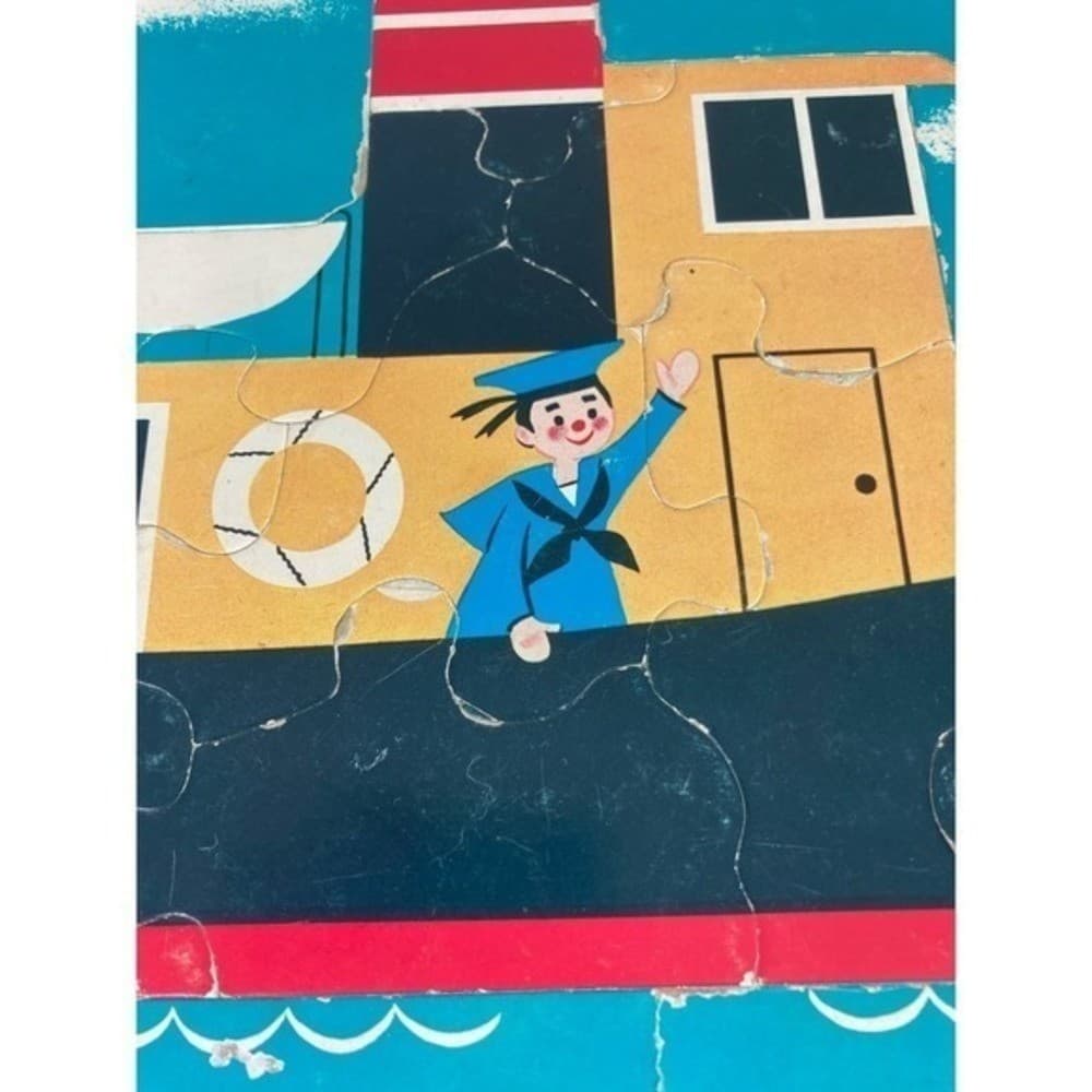 Vintage Whitman Pre-School Frame Tray Puzzle Boat Sailor 1962 Toy - Thumbnail 11