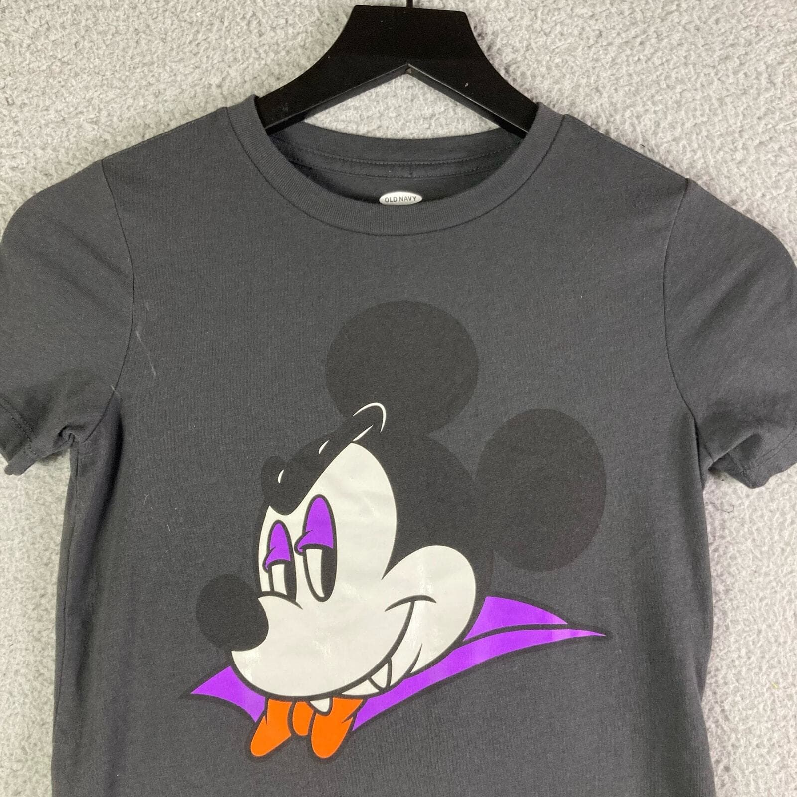Mickey Vampire Halloween Old Navy Disney T-Shirt Youth Sz Small Fangs Kids Gray - Thumbnail 7