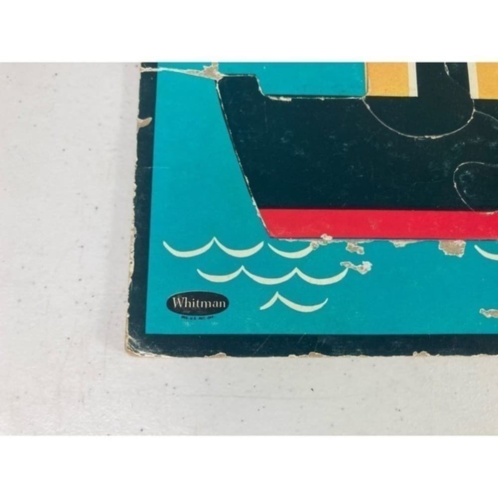Vintage Whitman Pre-School Frame Tray Puzzle Boat Sailor 1962 Toy - Thumbnail 5