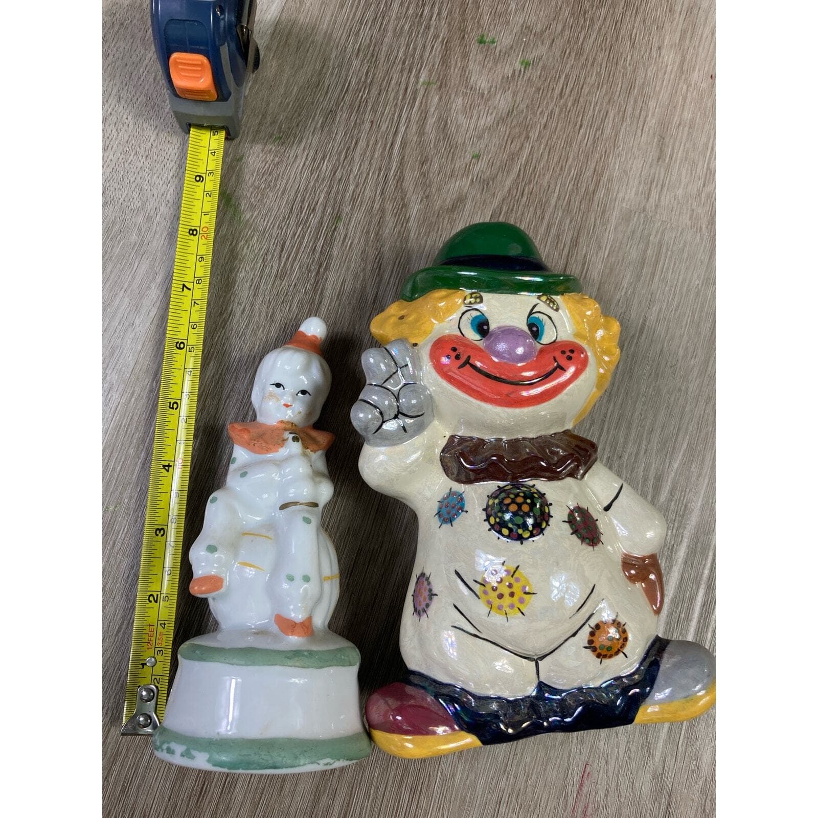Vintage Ceramic Clown Figurines Set of 2 Hand-Painted Collectibles - Thumbnail 5
