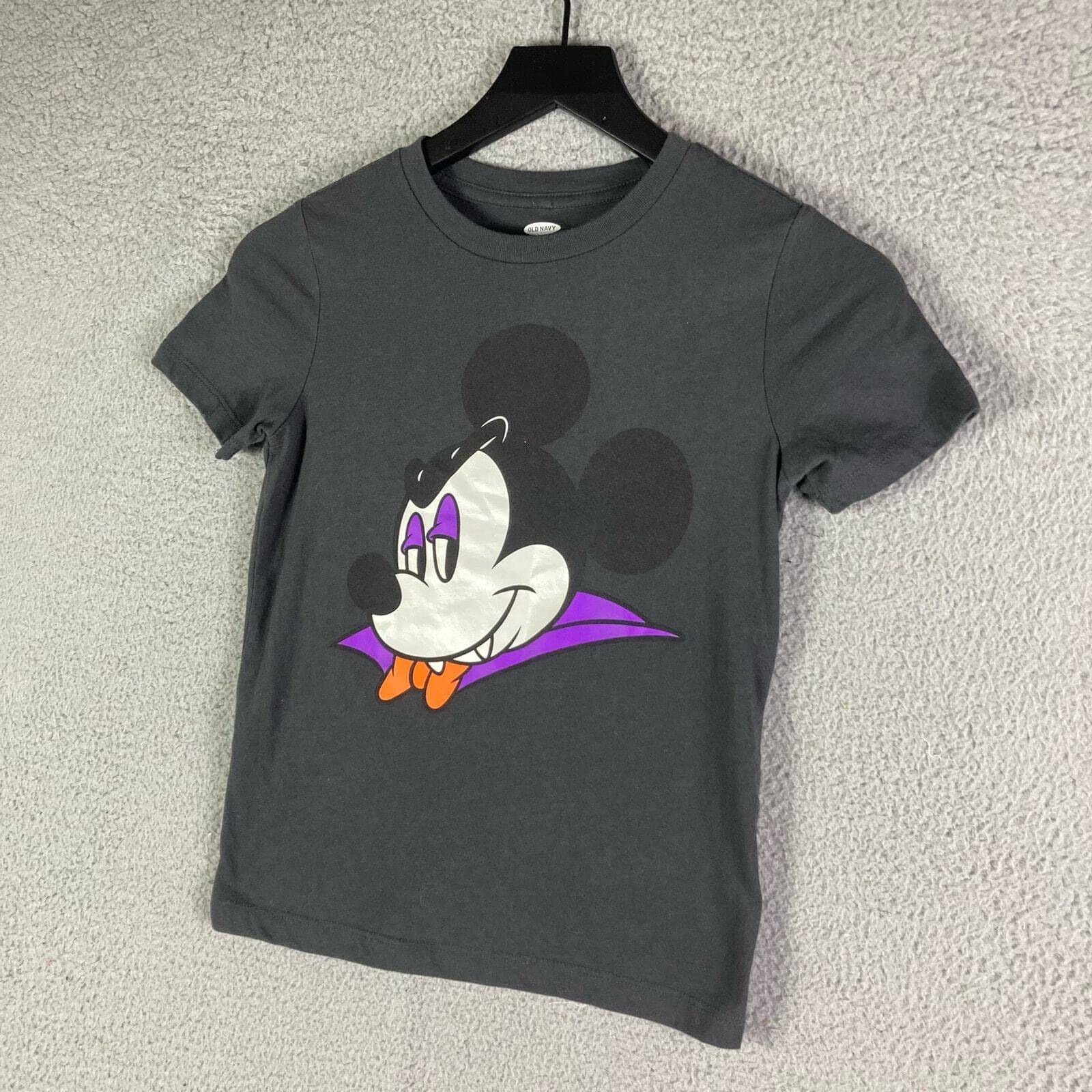 Mickey Vampire Halloween Old Navy Disney T-Shirt Youth Sz Small Fangs Kids Gray - Thumbnail 6