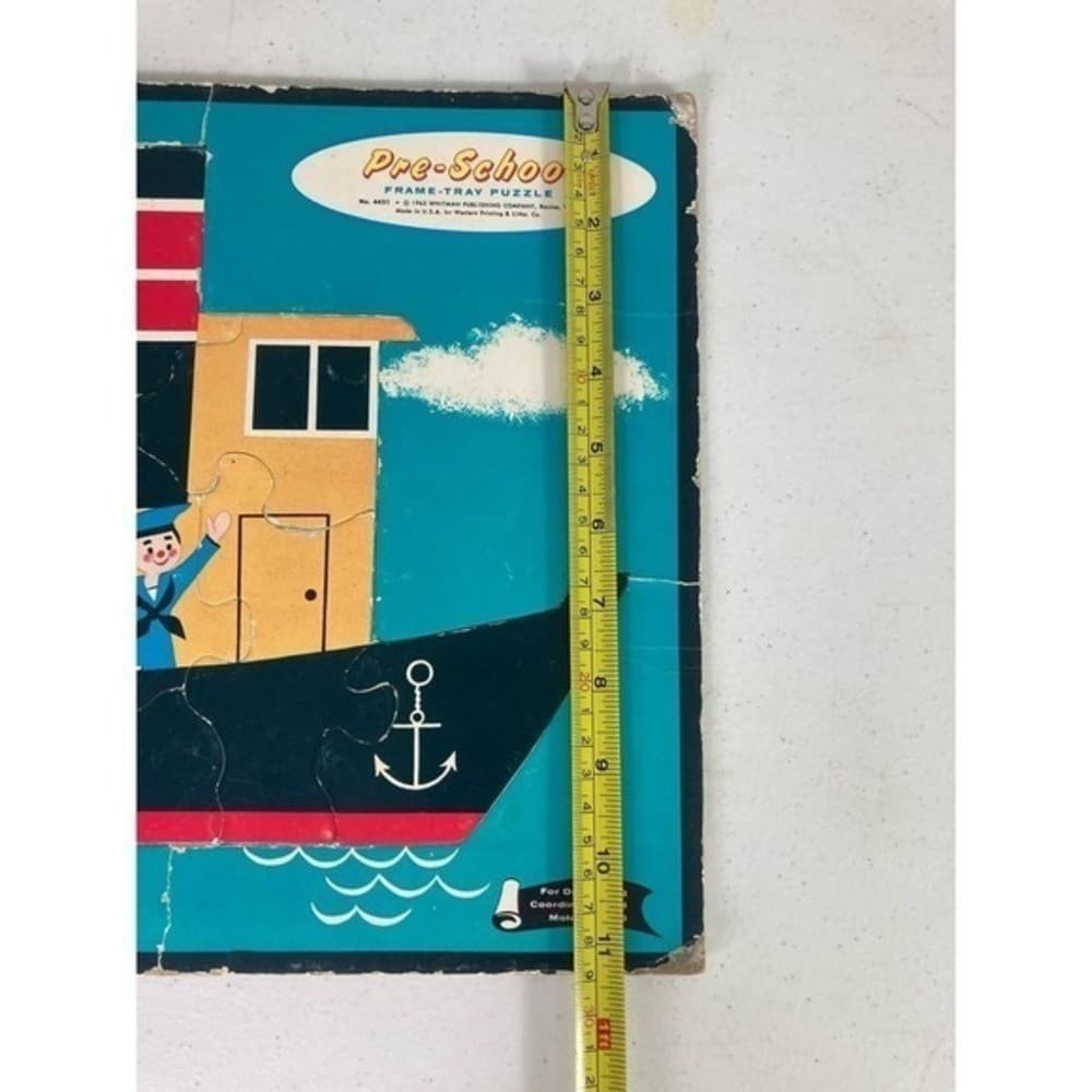 Vintage Whitman Pre-School Frame Tray Puzzle Boat Sailor 1962 Toy - Thumbnail 8