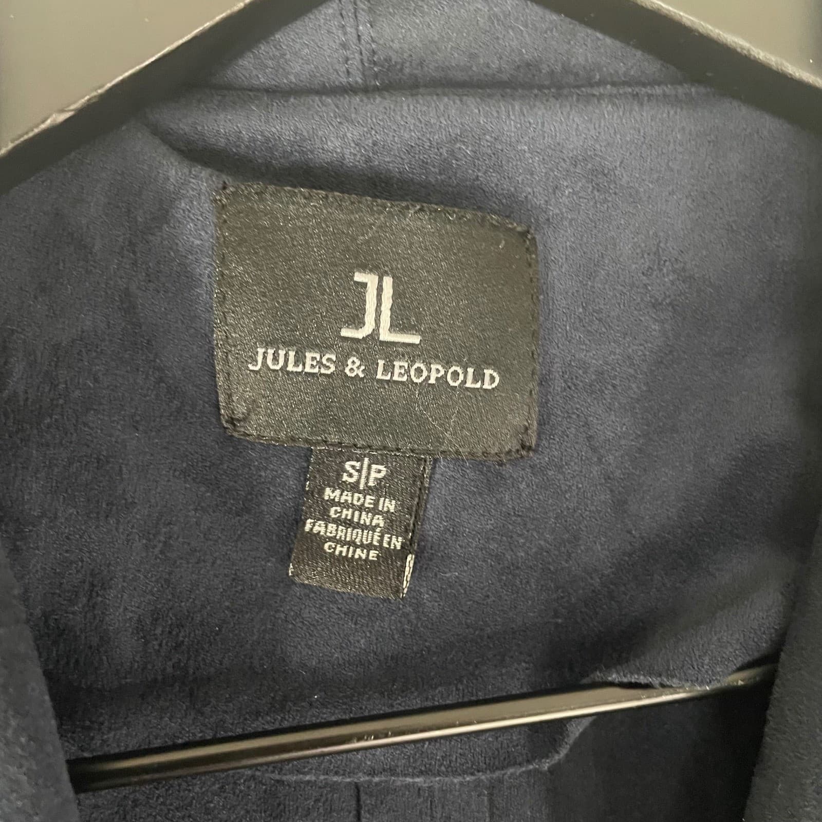 Jules & Leopold Navy Blue Suede Drape Front Waterfall Jacket Women's Small - Thumbnail 4