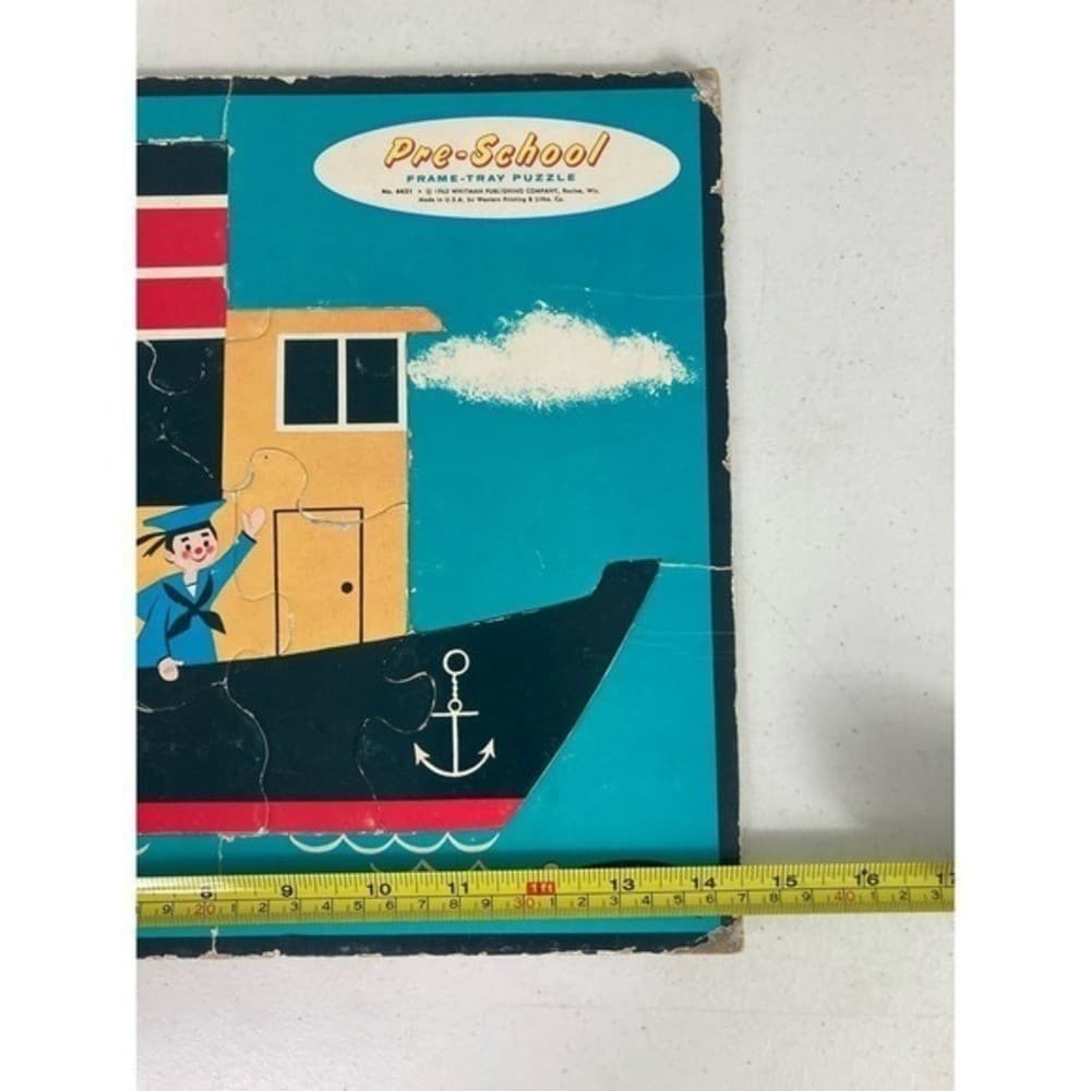 Vintage Whitman Pre-School Frame Tray Puzzle Boat Sailor 1962 Toy - Thumbnail 9