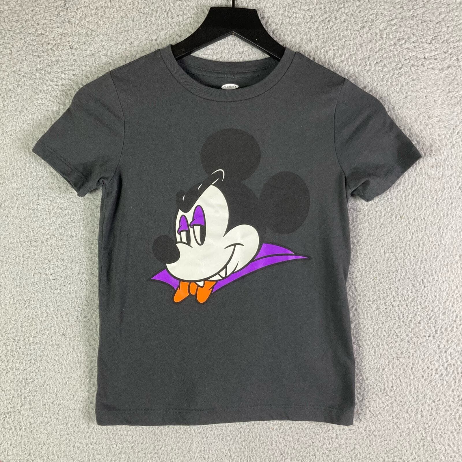 Mickey Vampire Halloween Old Navy Disney T-Shirt Youth Sz Small Fangs Kids Gray - Thumbnail 4