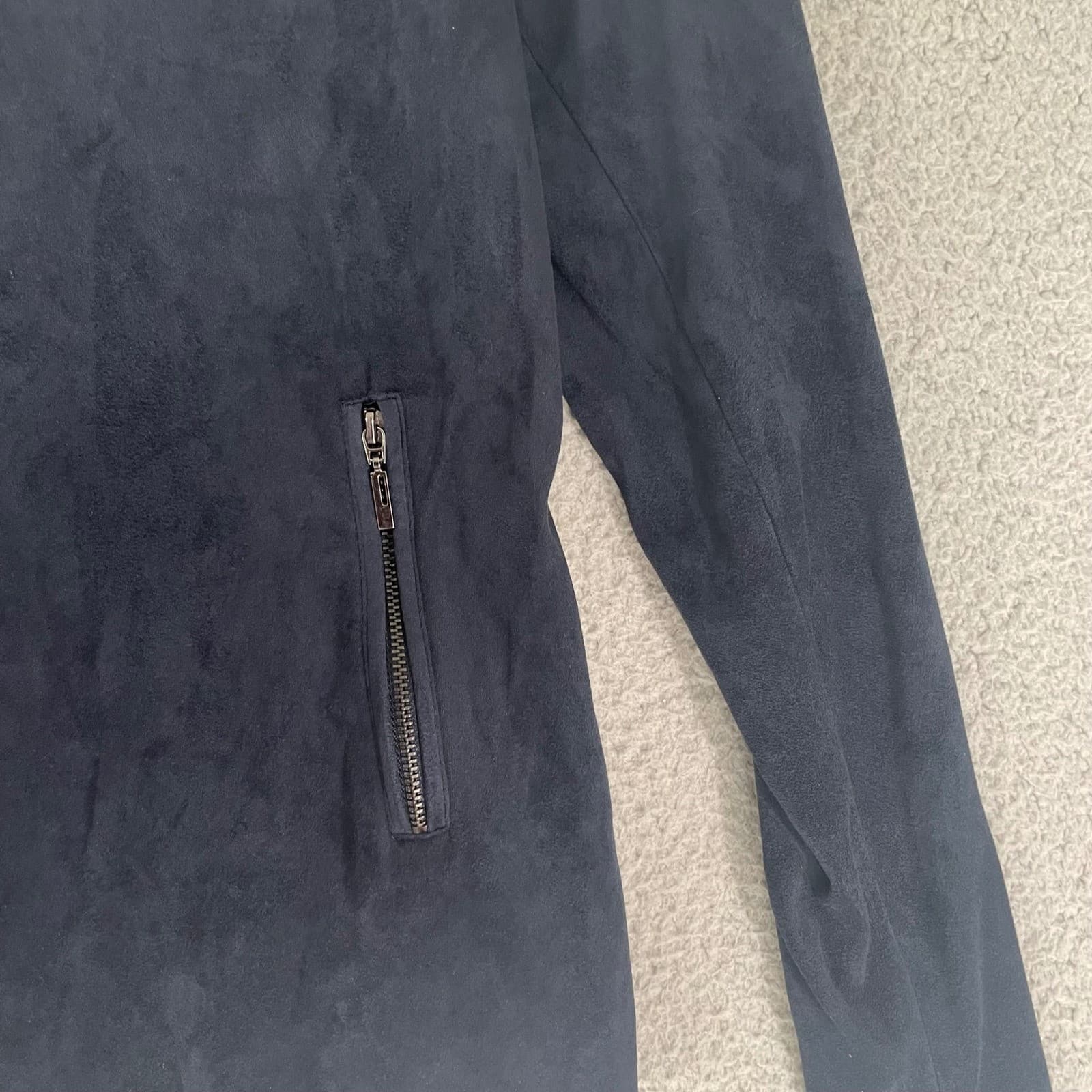 Jules & Leopold Navy Blue Suede Drape Front Waterfall Jacket Women's Small - Thumbnail 10