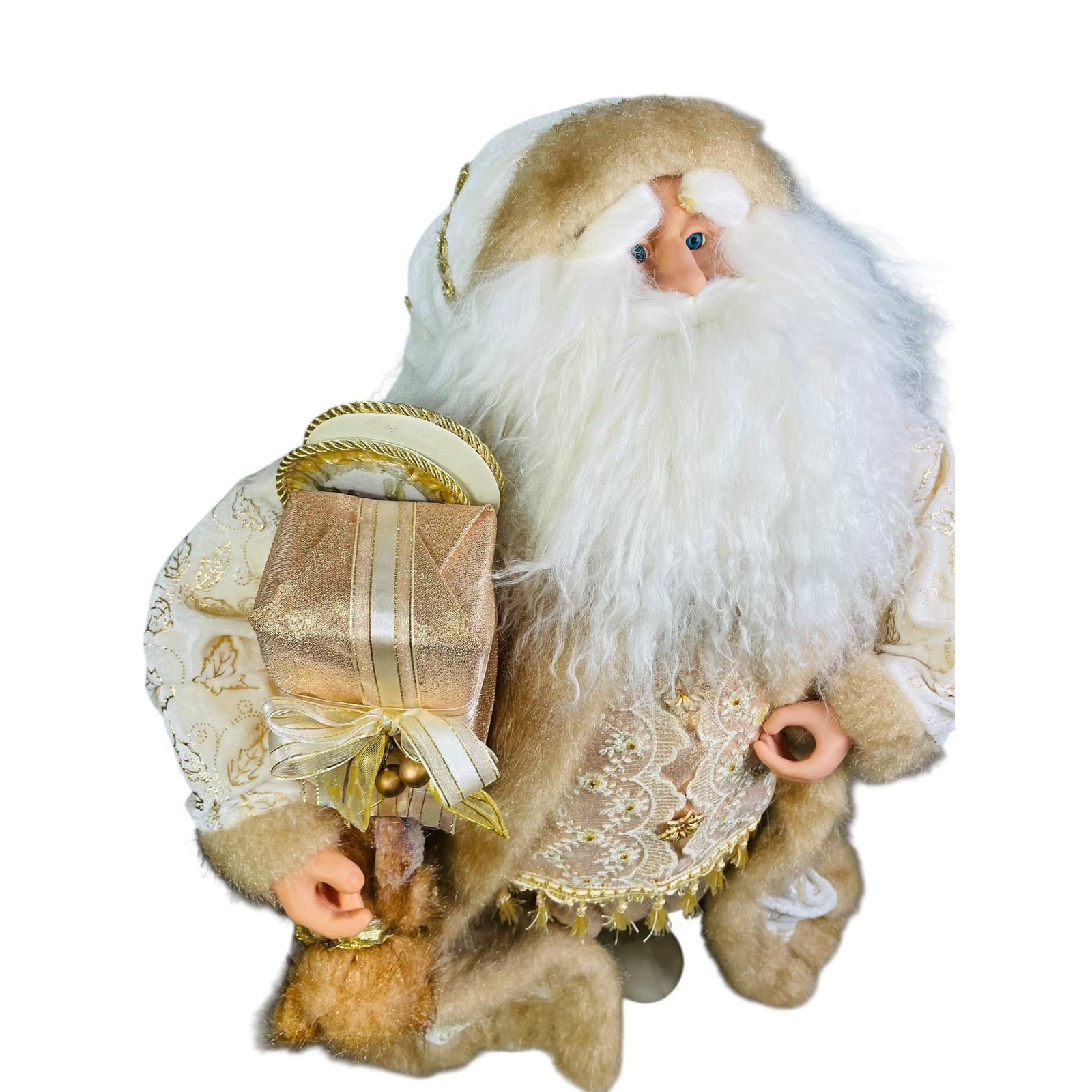 Champagne Gold Santa Claus Floor Standing Christmas Figure 36” Elegant Decor - Thumbnail 4