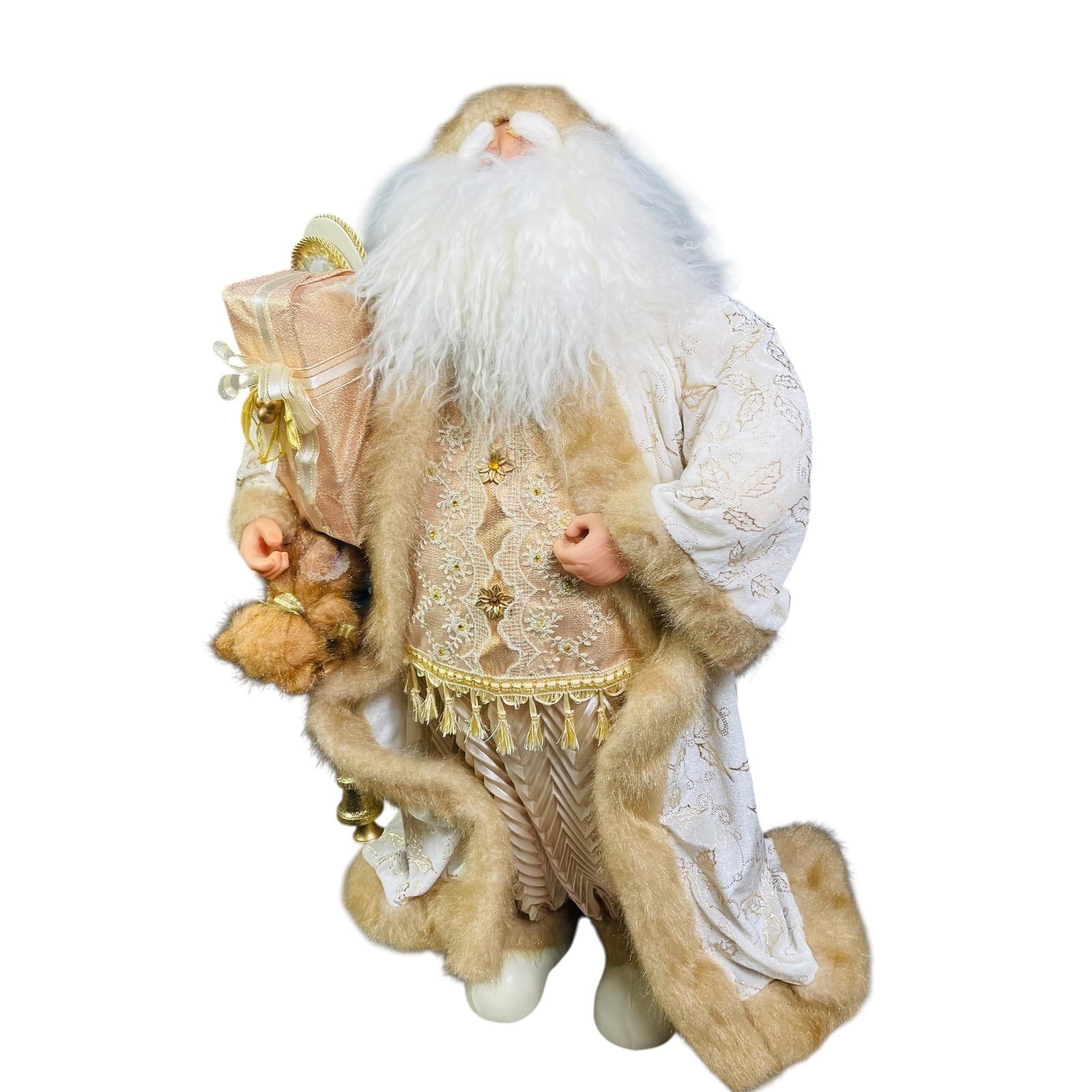 Champagne Gold Santa Claus Floor Standing Christmas Figure 36” Elegant Decor - Thumbnail 5