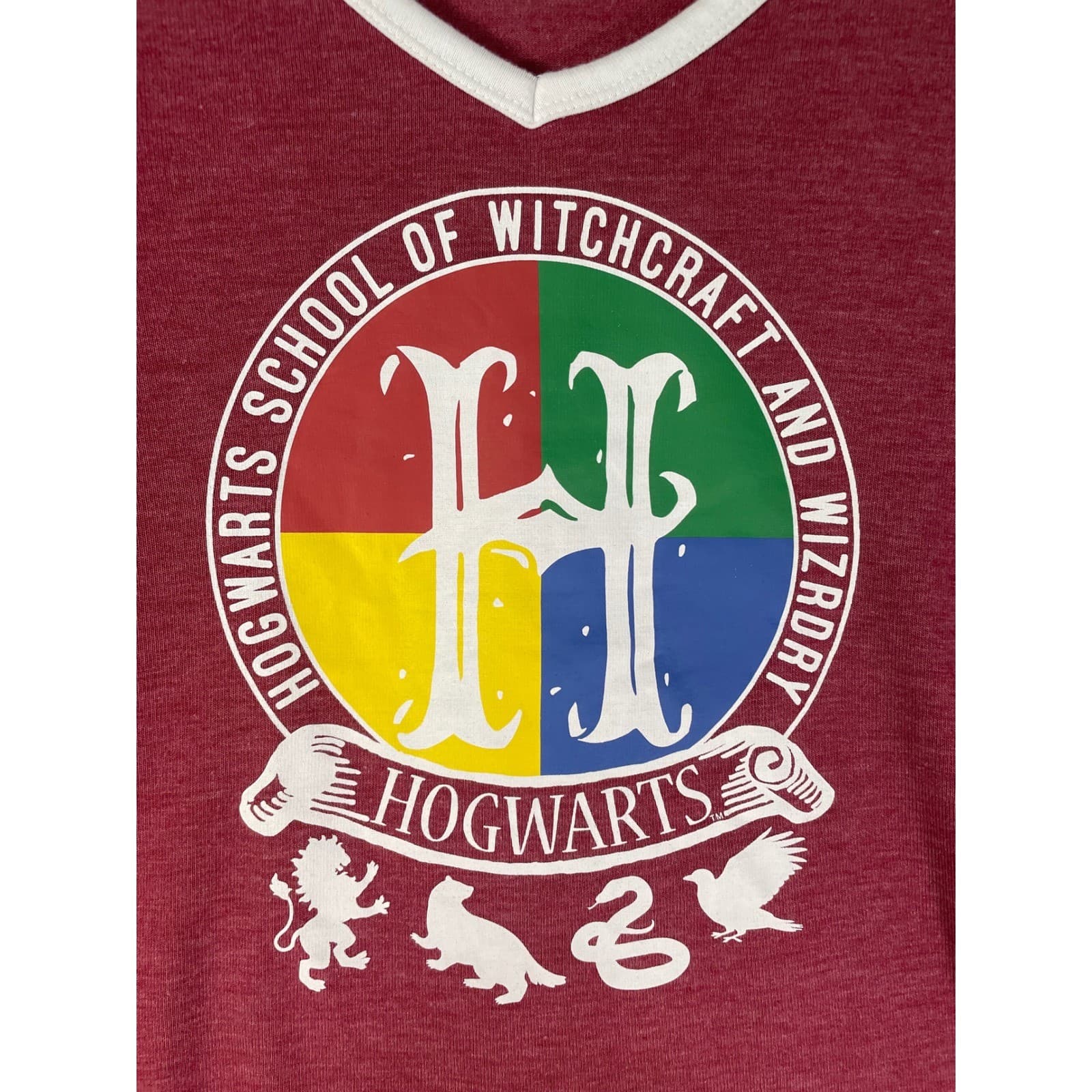 Harry Potter Hogwarts Crest Shirt Womens XS Red Long Sleeve Graphic Top - Thumbnail 8