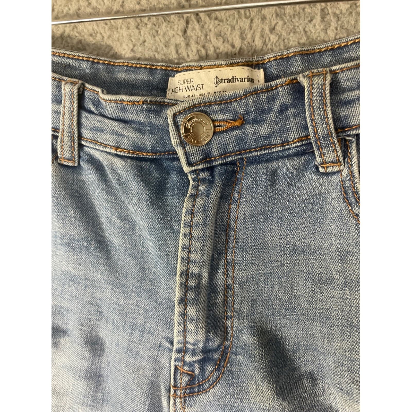 High Waisted Skinny Jeans Womens Light Wash Distressed Stretch Denim Size 10 - Thumbnail 6