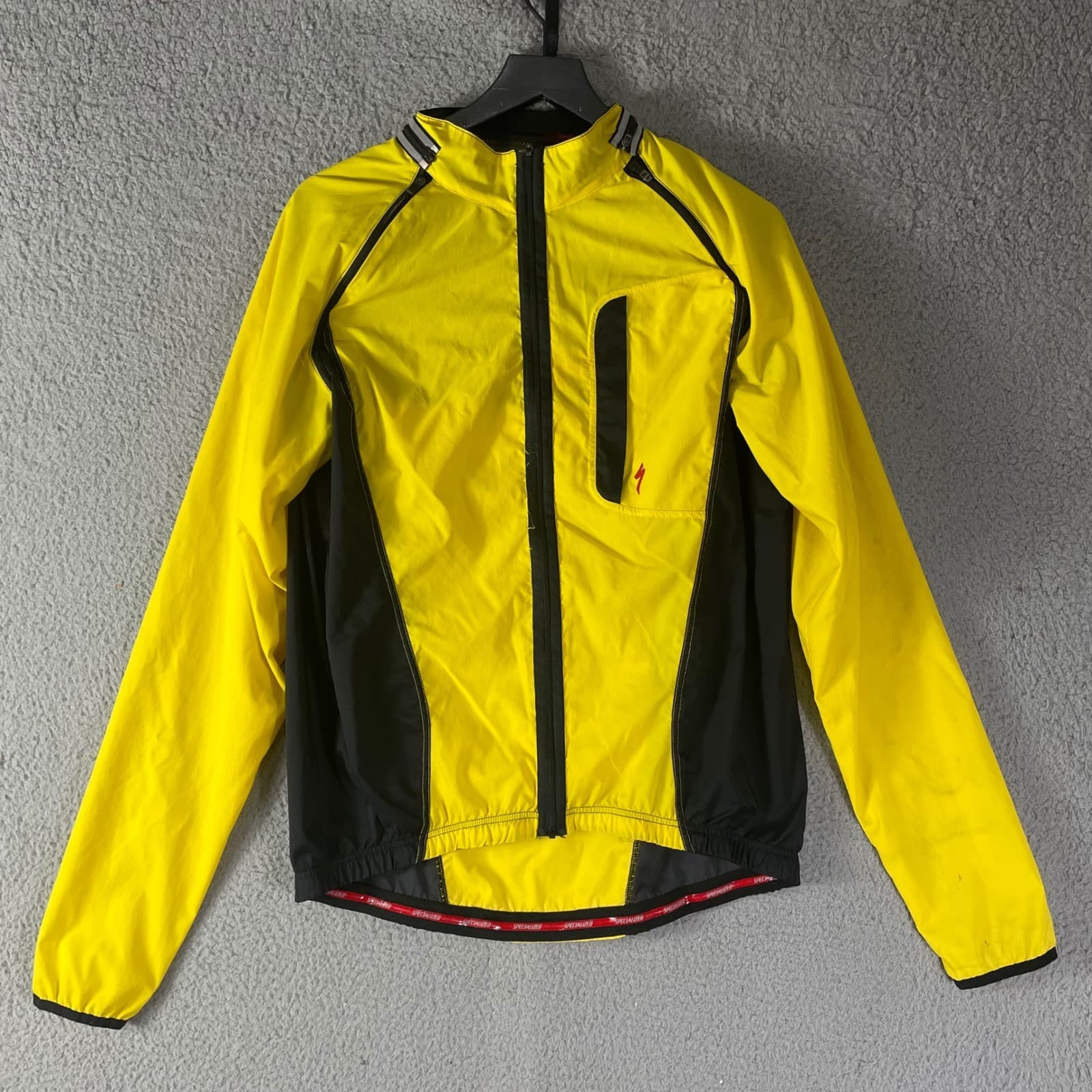 Specialized Cycling Jacket Mens XL Yellow Black Windbreaker Road Bike Hi Vis - Thumbnail 2