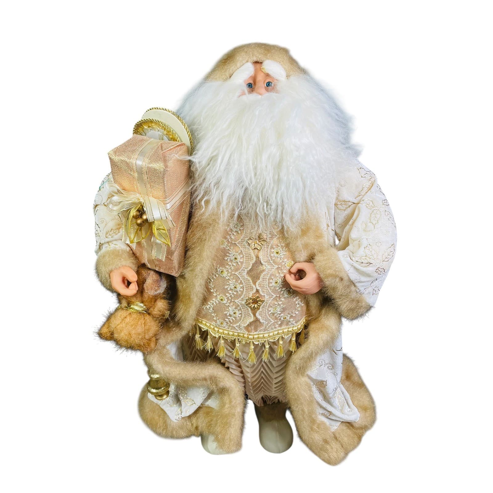 Champagne Gold Santa Claus Floor Standing Christmas Figure 36” Elegant Decor - Thumbnail 3