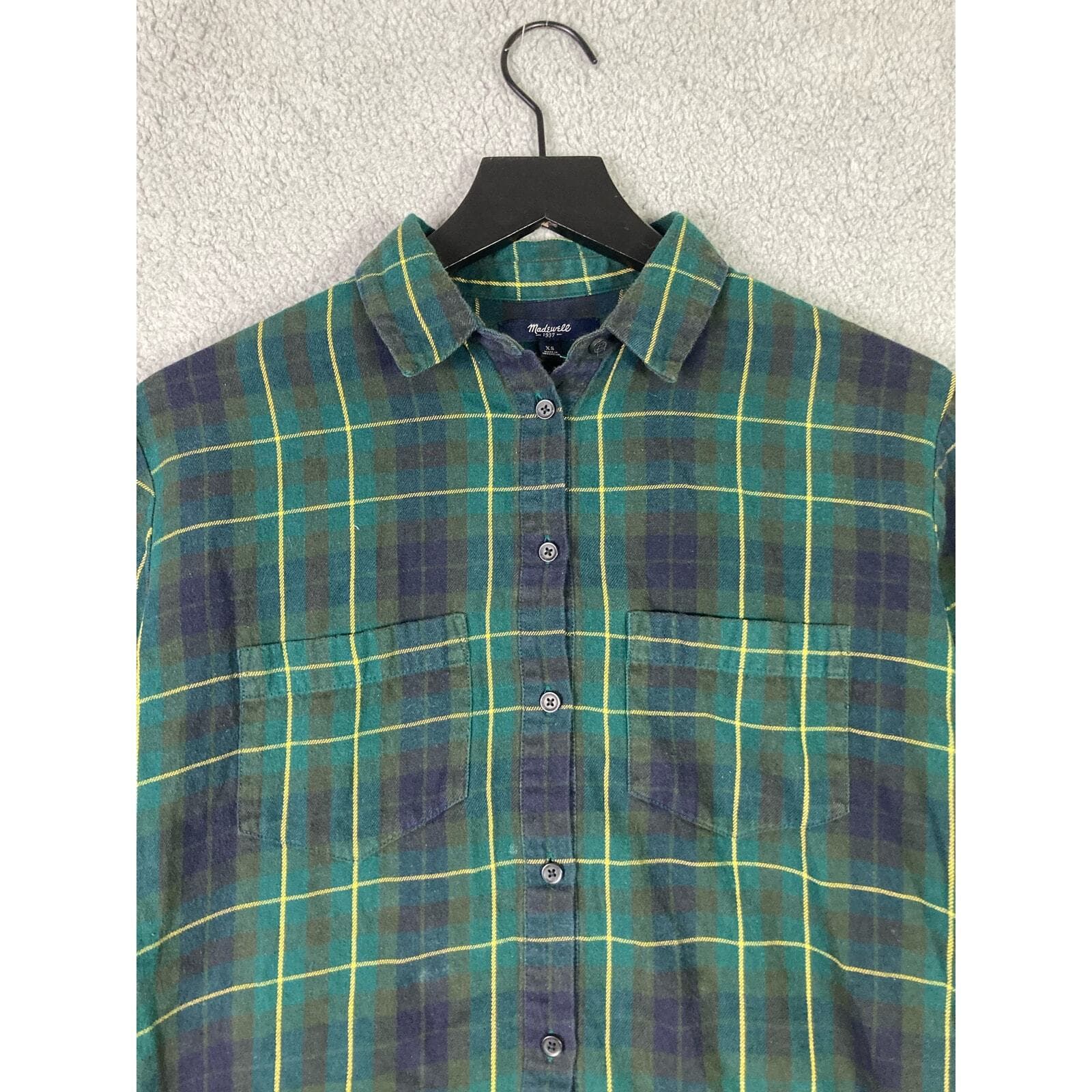 Madewell Plaid Oversized Shirt XS Womens Green Cozy Fall Flannel Boyfriend - Thumbnail 7
