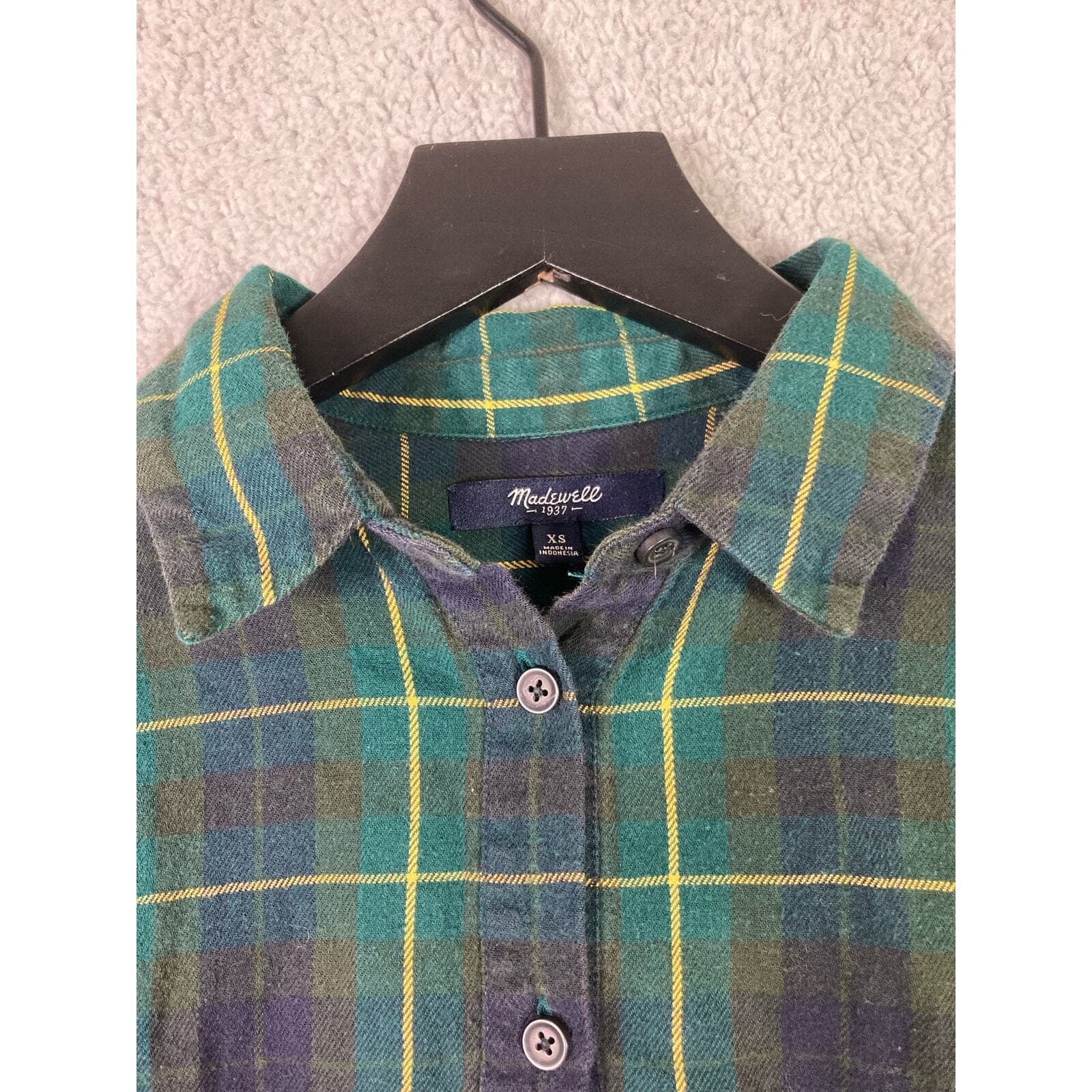 Madewell Plaid Oversized Shirt XS Womens Green Cozy Fall Flannel Boyfriend - Thumbnail 10