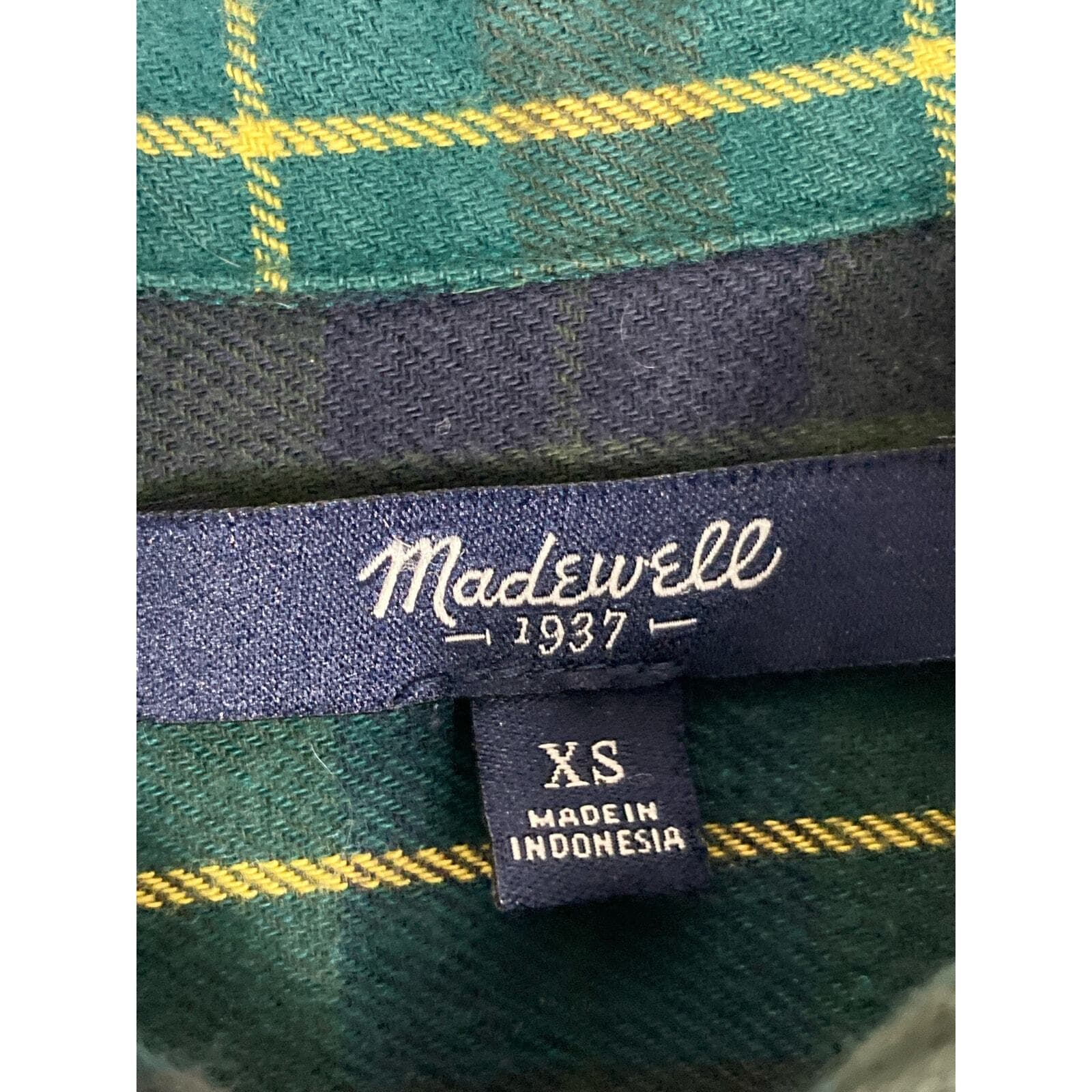Madewell Plaid Oversized Shirt XS Womens Green Cozy Fall Flannel Boyfriend - Thumbnail 2