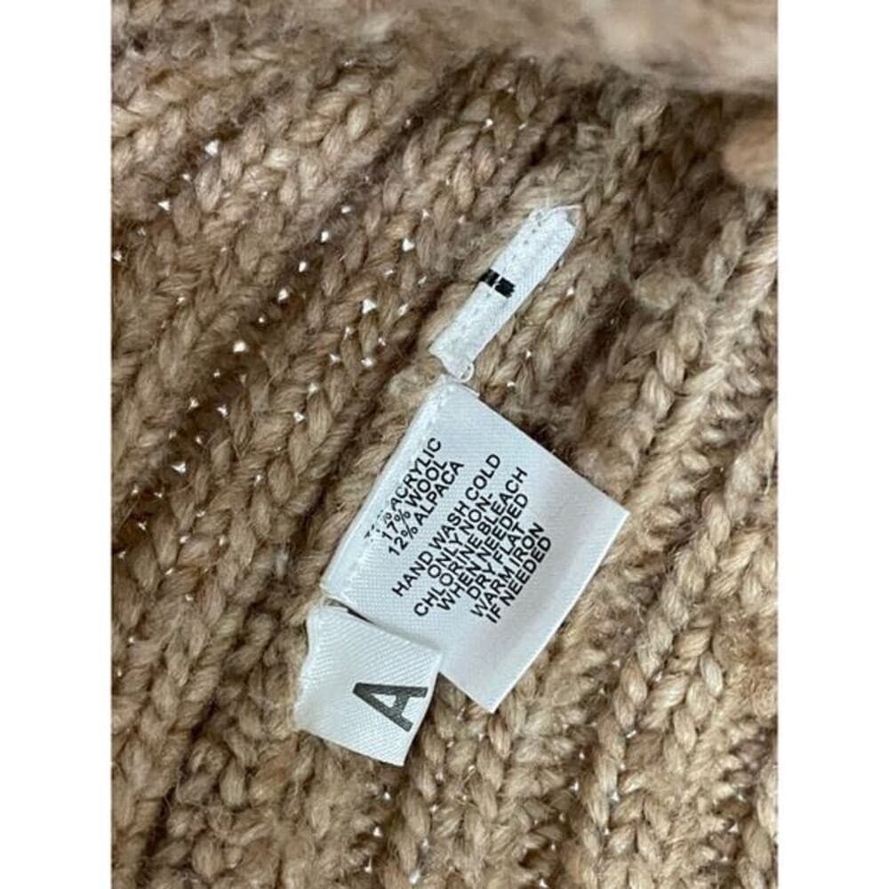 Ann Taylor LOFT Tan Cable Knit Short Sleeve Cardigan Sweater Hooded S - Thumbnail 5