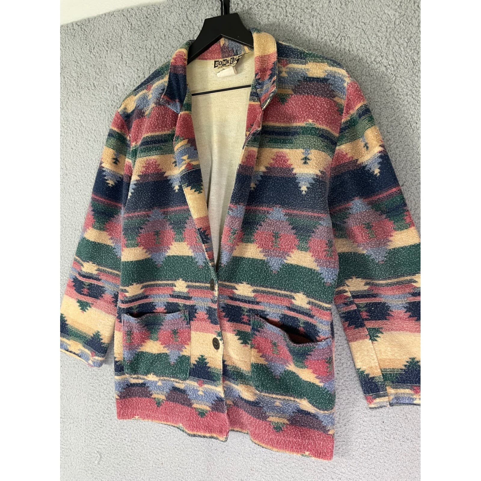 Vintage Southwestern Aztec Blazer Jacket Women's Large Boho Tribal Colorful - Thumbnail 8