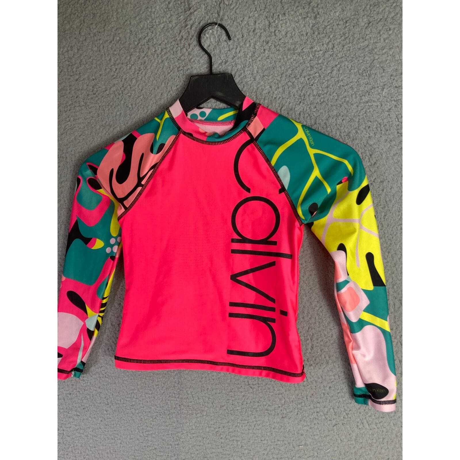 Calvin Klein Girls Rash Guard Swimsuit Top Size Small Multicolor UV Protection - Thumbnail 5