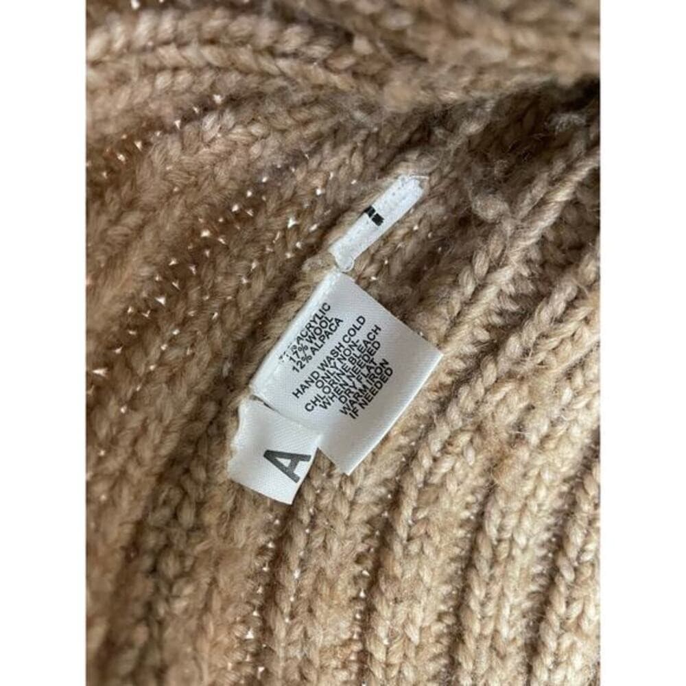 Ann Taylor LOFT Tan Cable Knit Short Sleeve Cardigan Sweater Hooded S - Thumbnail 7