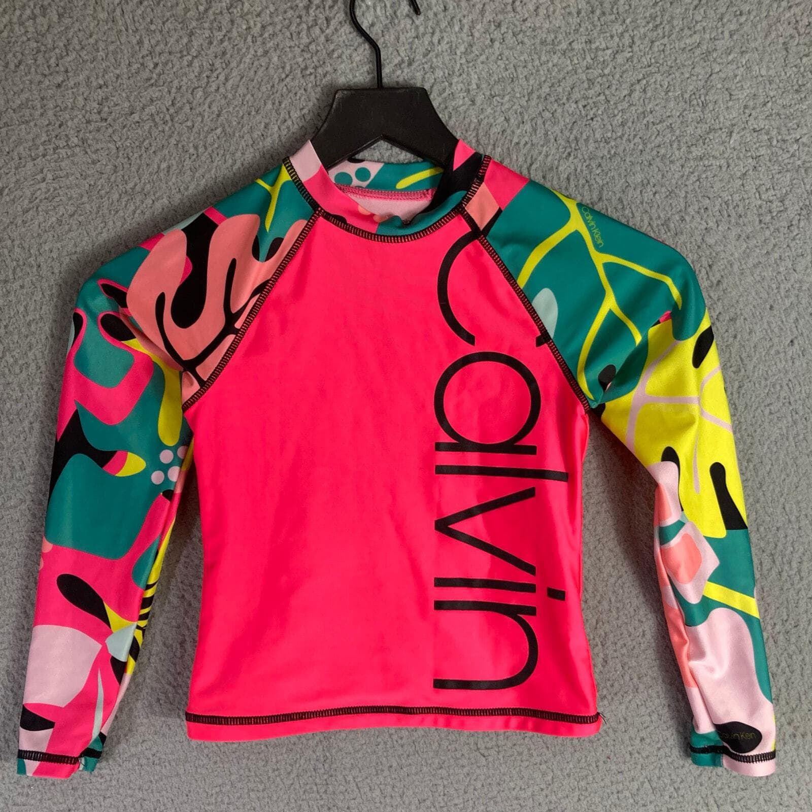 Calvin Klein Girls Rash Guard Swimsuit Top Size Small Multicolor UV Protection - Thumbnail 2