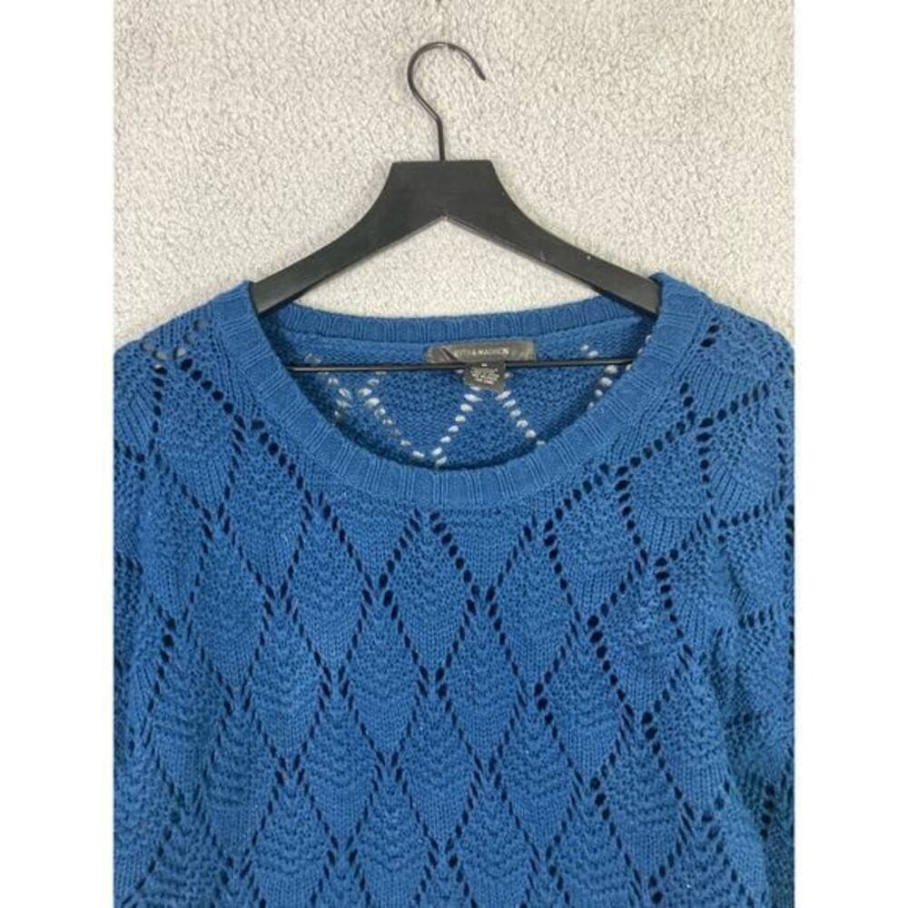 89th & Madison Women's Blue Crochet Knit Pullover Sweater Size M - Thumbnail 9