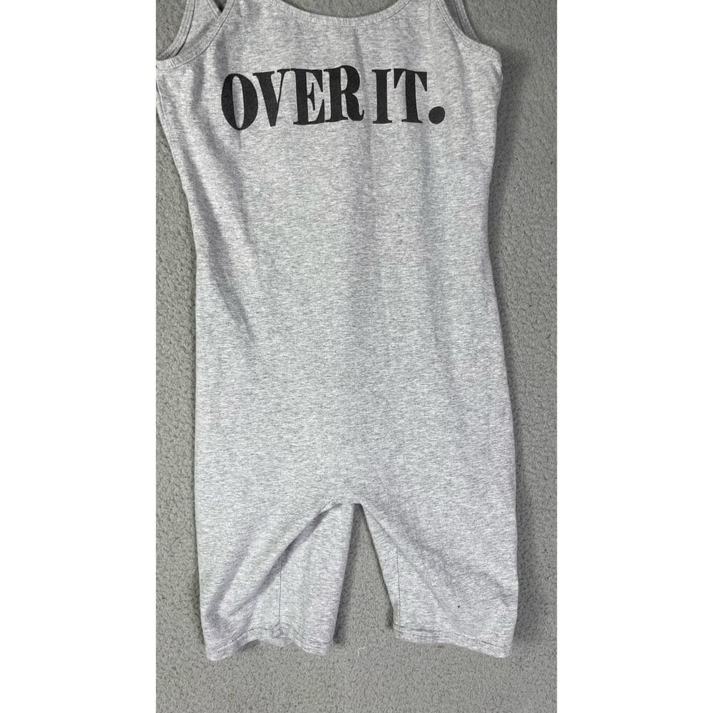 Women's Gray Spaghetti Strap Bodysuit Romper Loungewear Casual Y2K Medium - Thumbnail 3