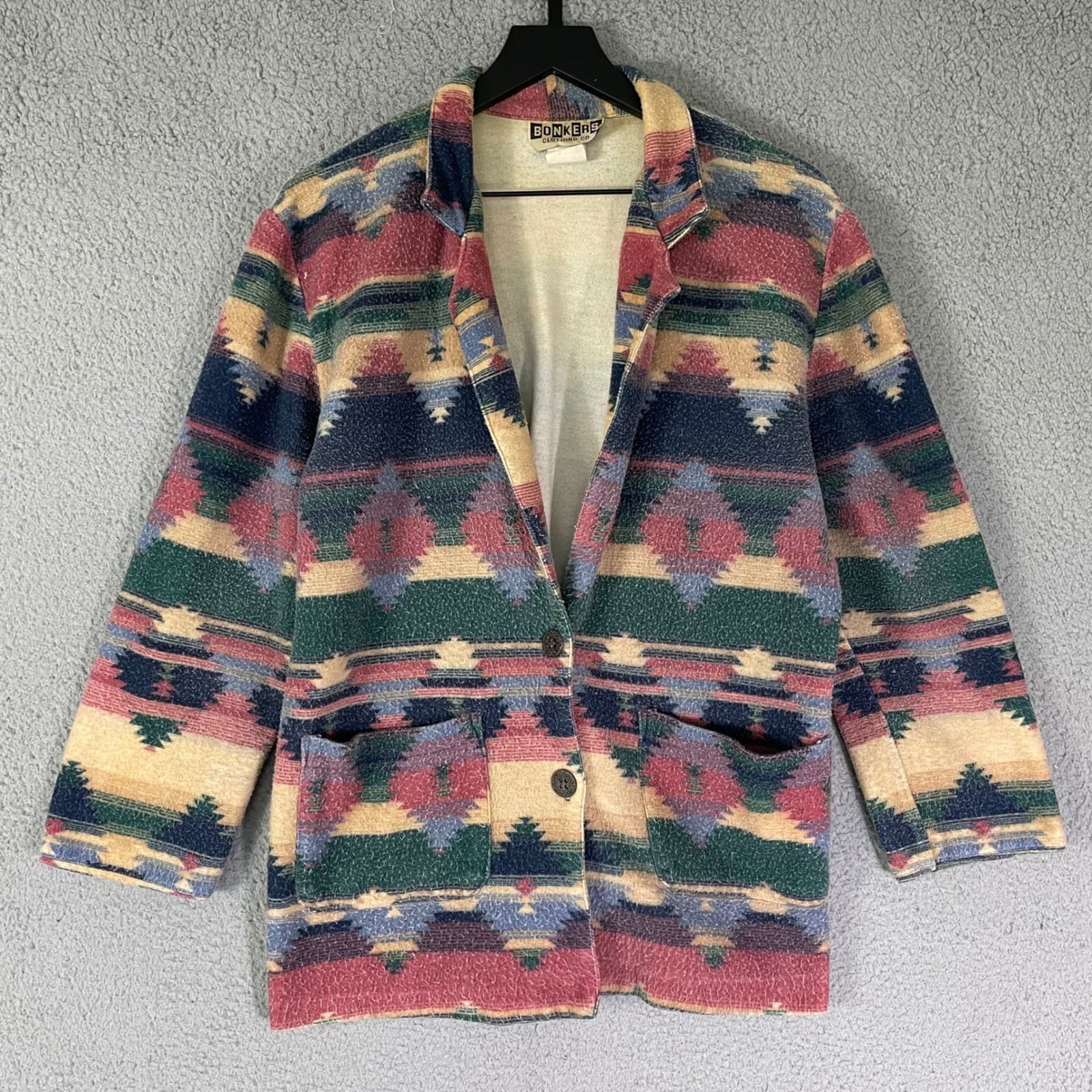 Vintage Southwestern Aztec Blazer Jacket Women's Large Boho Tribal Colorful - Thumbnail 5