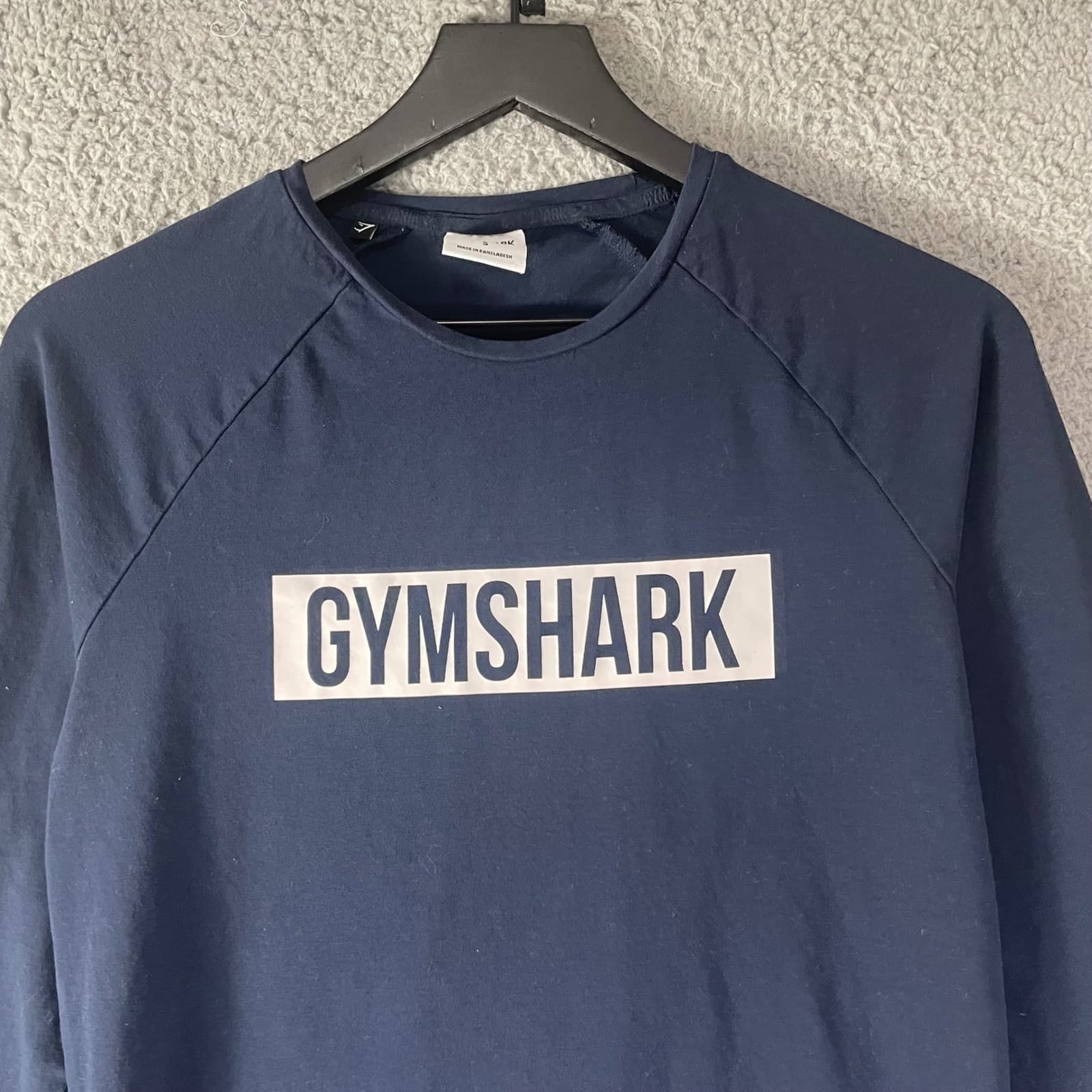 Gymshark Apollo Long Sleeve Shirt Mens Small Navy Blue Logo Athletic Fit - Thumbnail 4