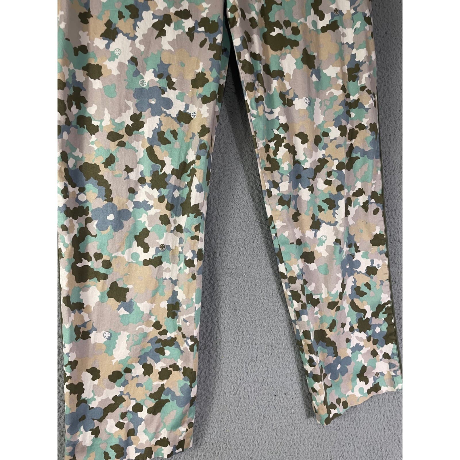 Tory Burch Floral Camo Pants Womens 10 Slim Cropped Stretch Designer Trousers - Thumbnail 9