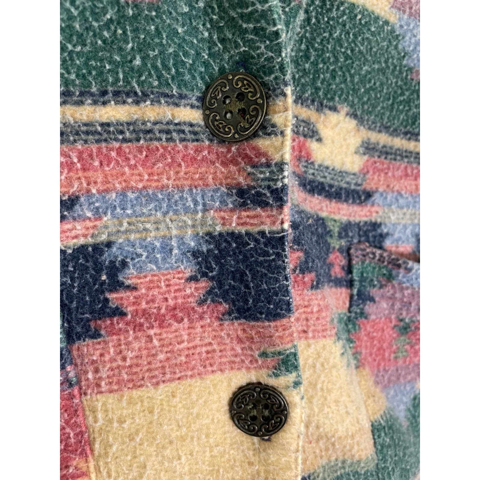 Vintage Southwestern Aztec Blazer Jacket Women's Large Boho Tribal Colorful - Thumbnail 11
