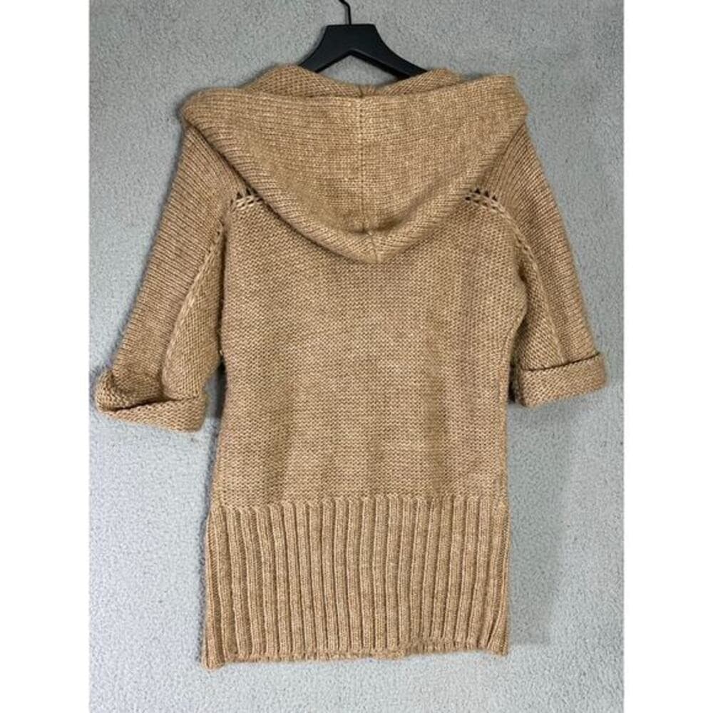 Ann Taylor LOFT Tan Cable Knit Short Sleeve Cardigan Sweater Hooded S - Thumbnail 10