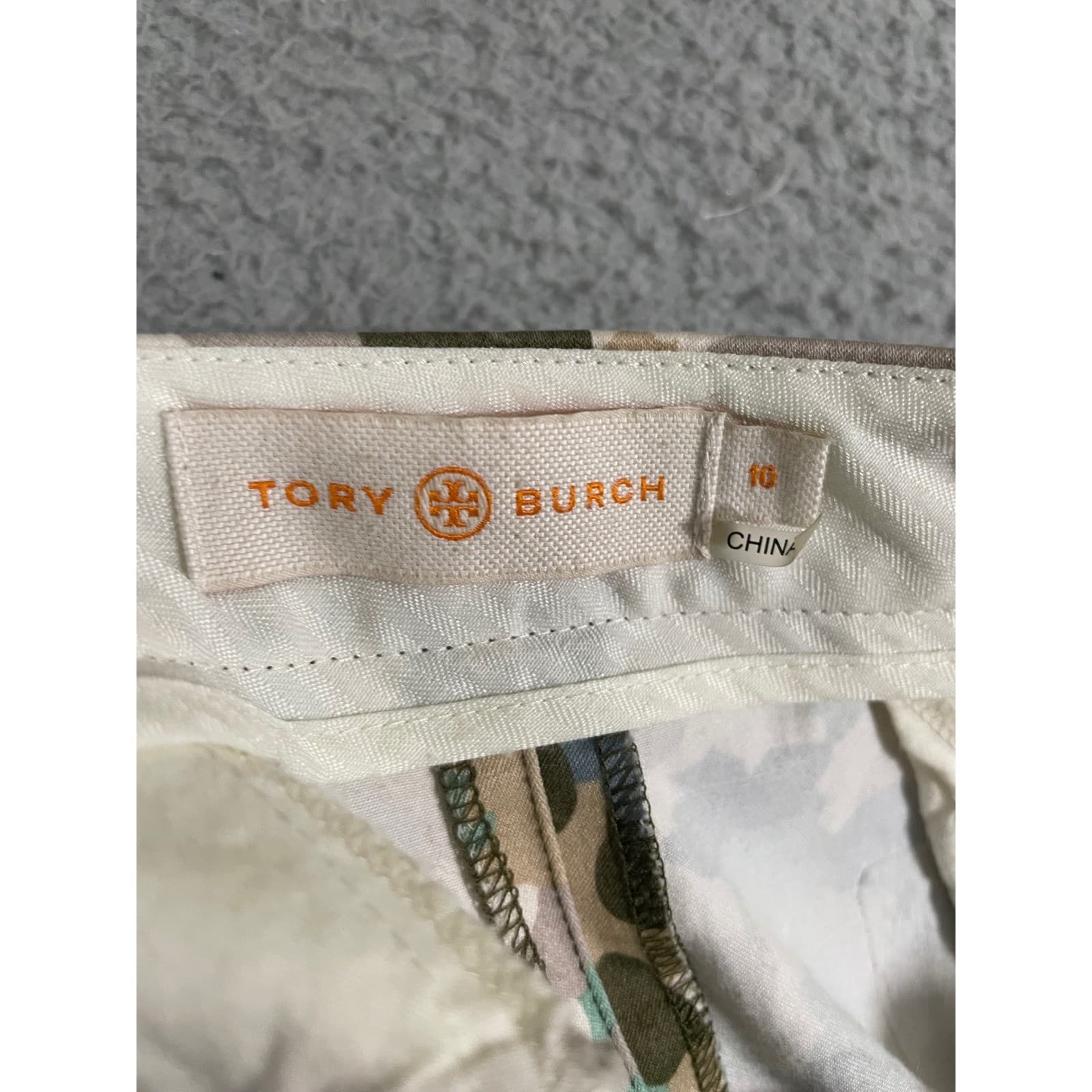 Tory Burch Floral Camo Pants Womens 10 Slim Cropped Stretch Designer Trousers - Thumbnail 4