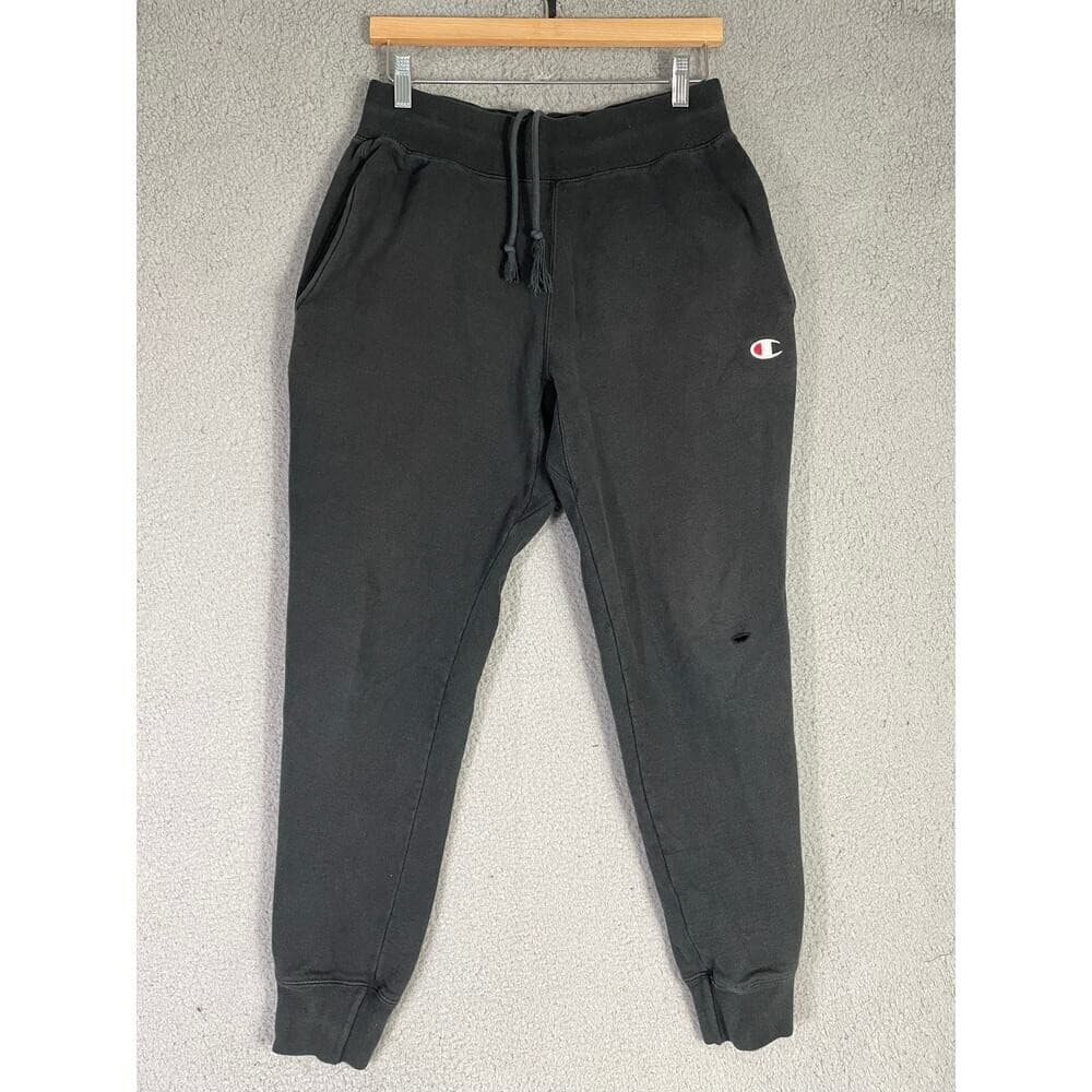 Champion Reverse Weave Men's Black Jogger Sweatpants Medium Vintage Streetwear - Thumbnail 2