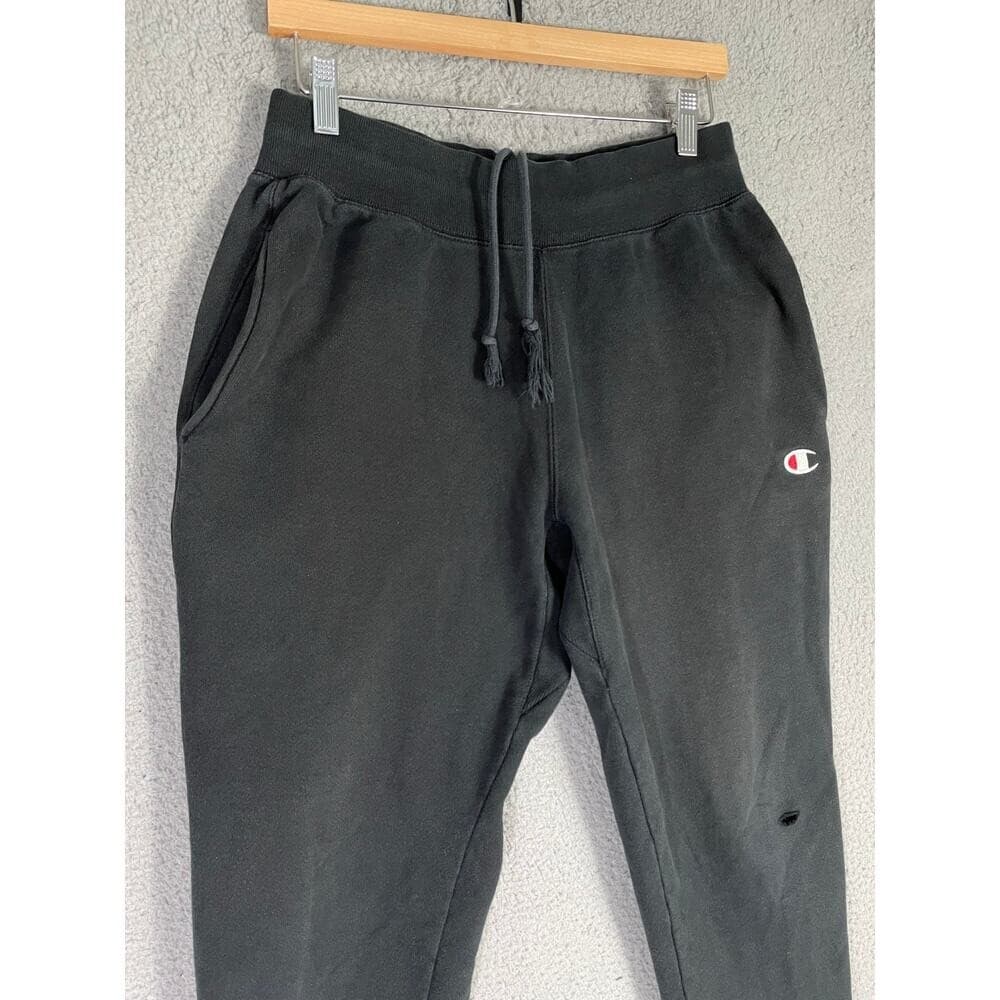 Champion Reverse Weave Men's Black Jogger Sweatpants Medium Vintage Streetwear - Thumbnail 6