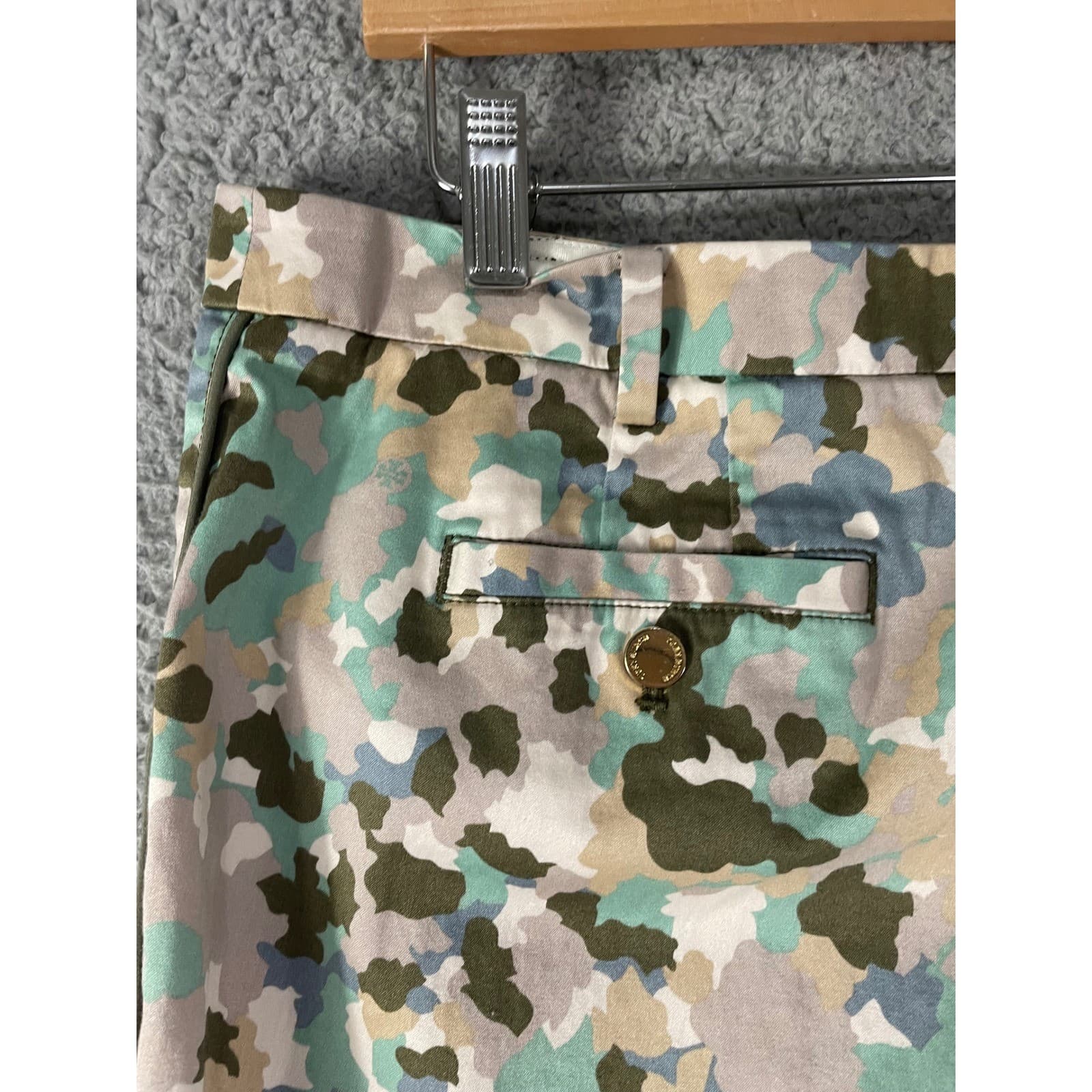 Tory Burch Floral Camo Pants Womens 10 Slim Cropped Stretch Designer Trousers - Thumbnail 11