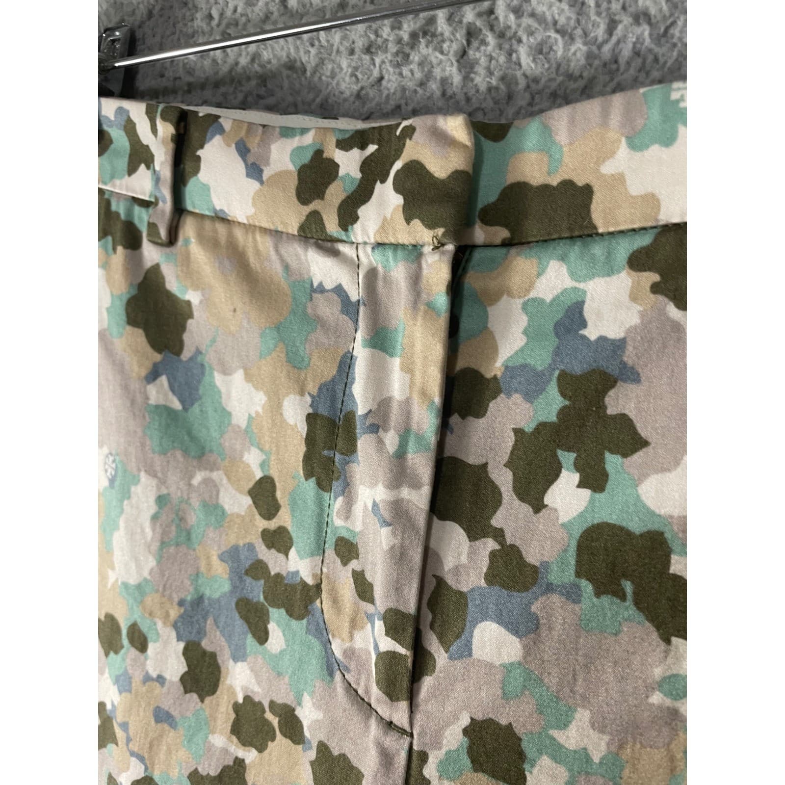 Tory Burch Floral Camo Pants Womens 10 Slim Cropped Stretch Designer Trousers - Thumbnail 10
