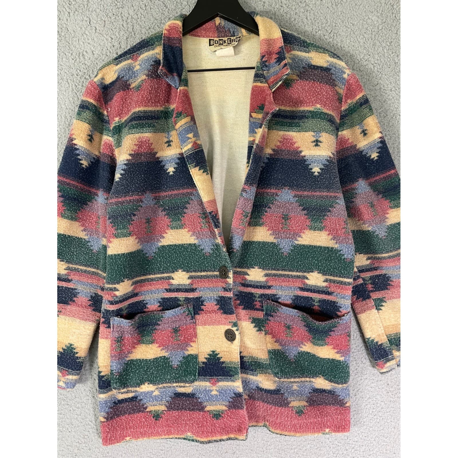 Vintage Southwestern Aztec Blazer Jacket Women's Large Boho Tribal Colorful - Thumbnail 7