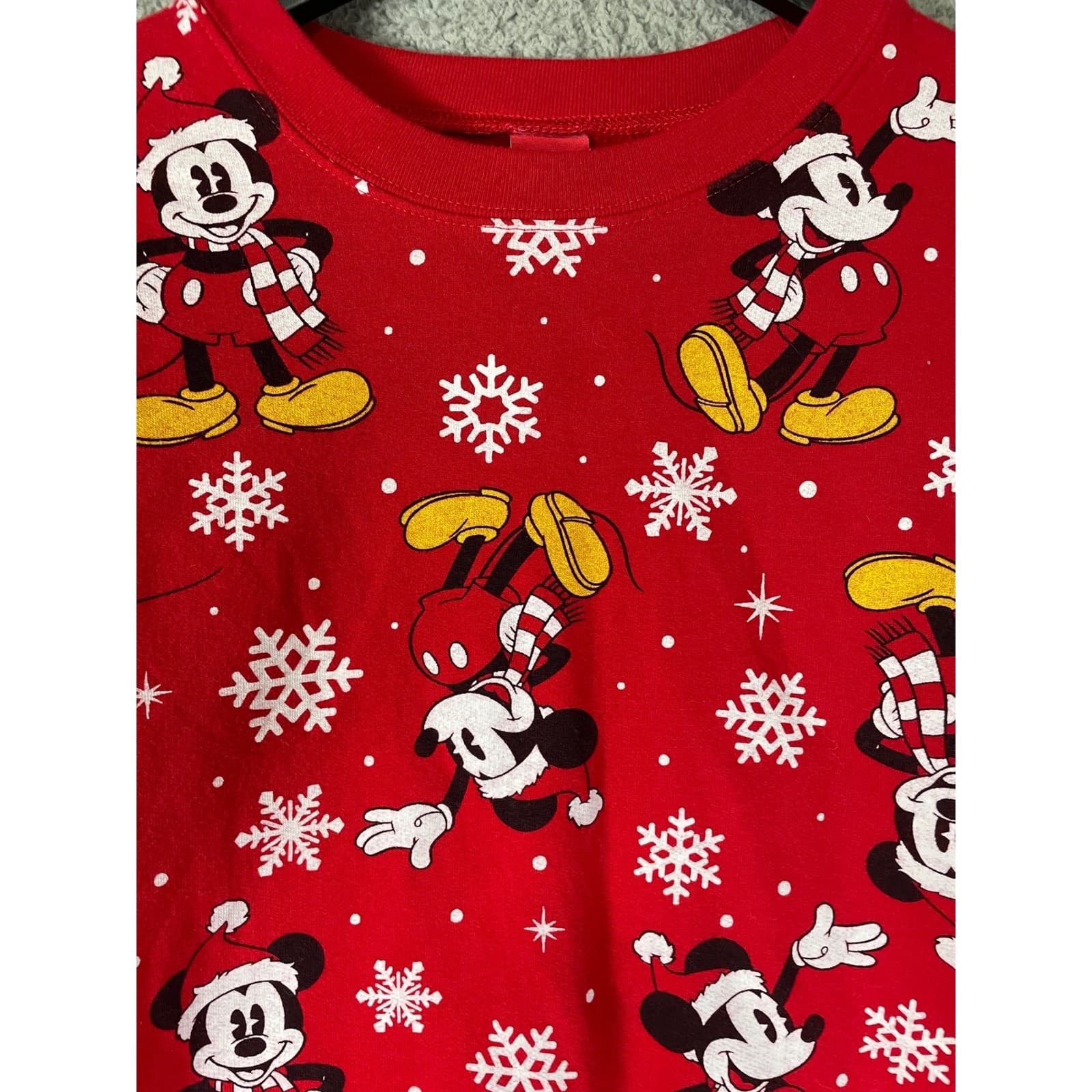 Disney Mickey Mouse Red Holiday Snowflake Sweatshirt Women's XS Christmas Gift - Thumbnail 7